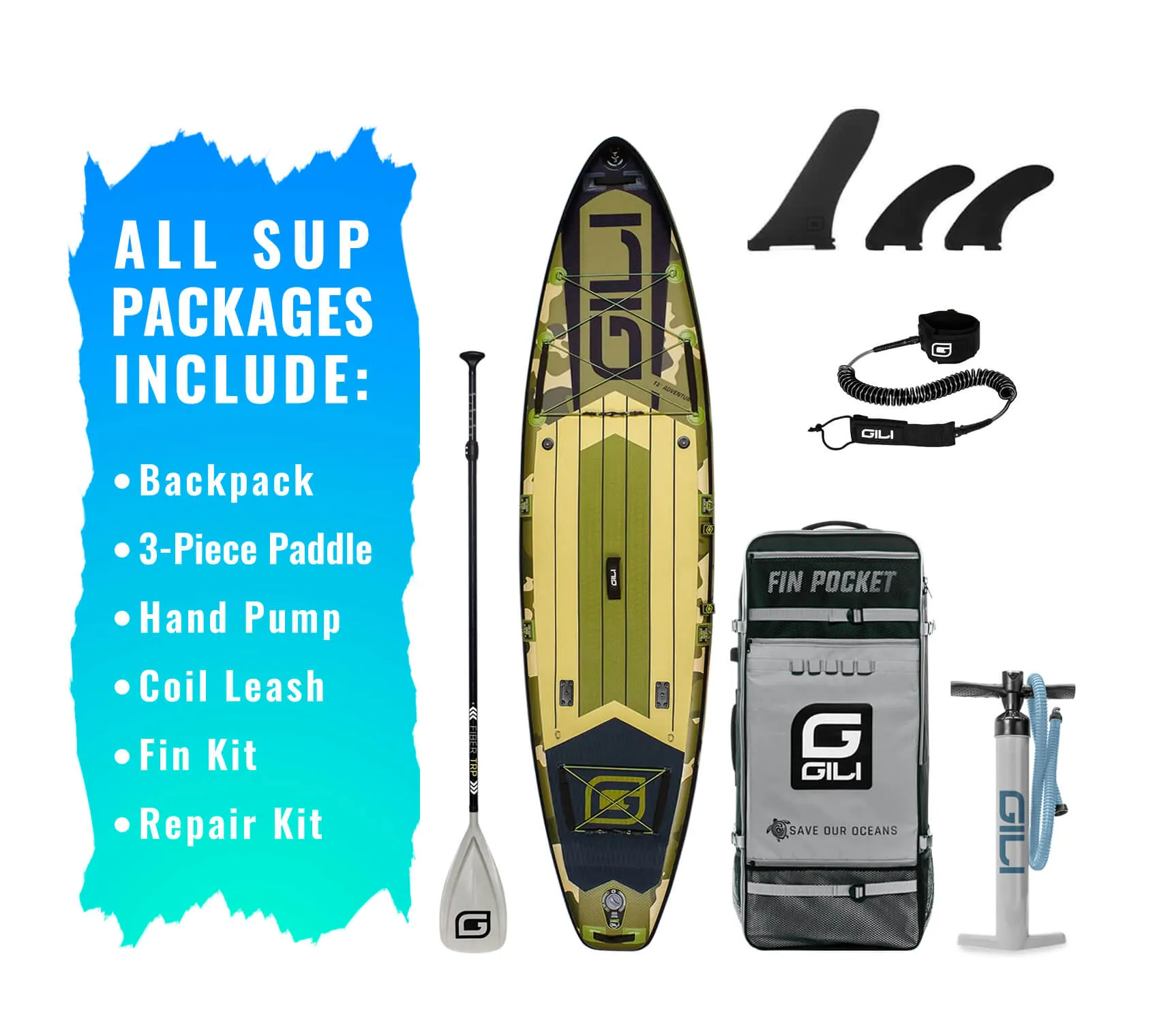 11' / 12'  Adventure Inflatable Stand Up Paddle Board