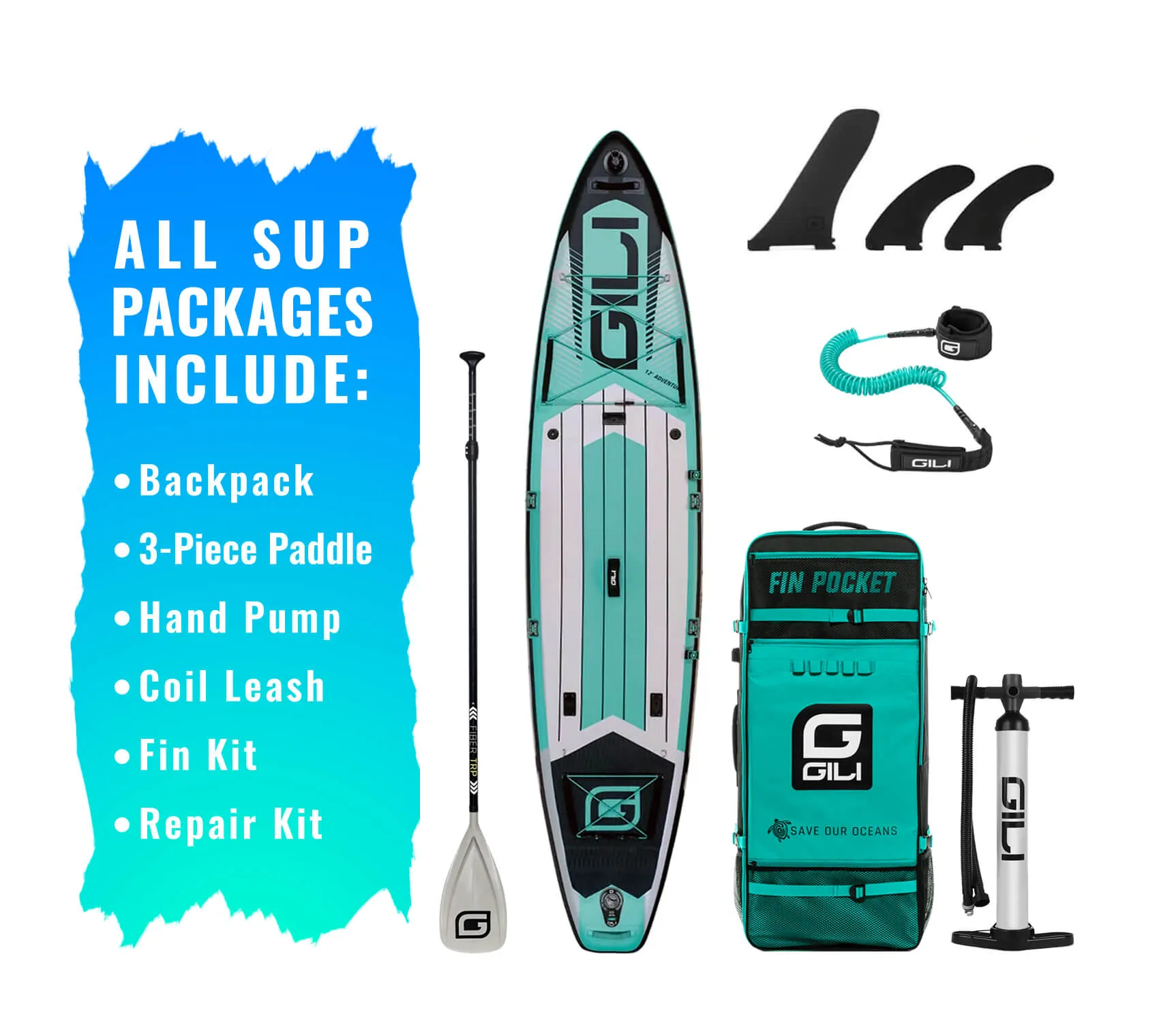 11' / 12'  Adventure Inflatable Stand Up Paddle Board