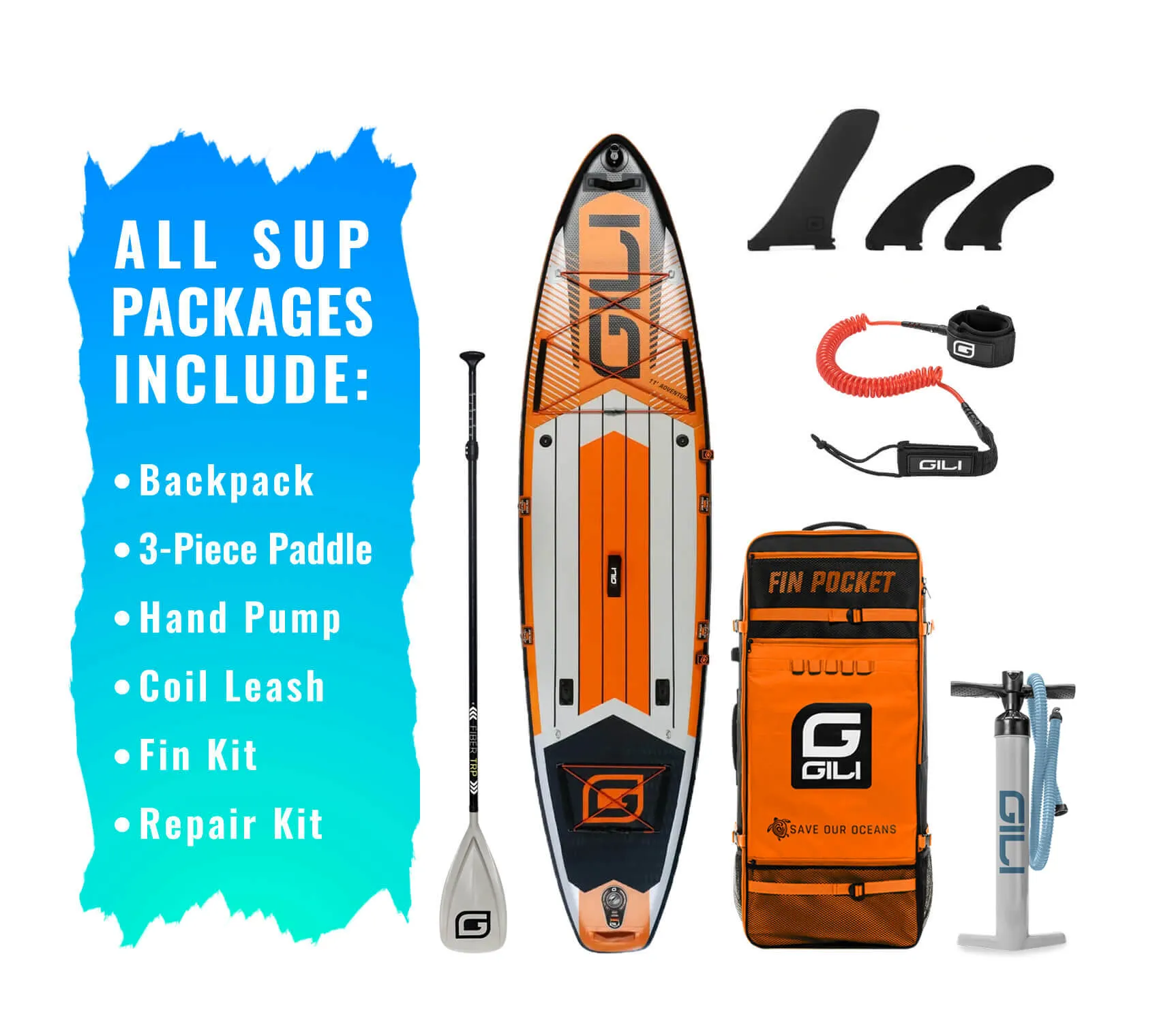 11' / 12'  Adventure Inflatable Stand Up Paddle Board