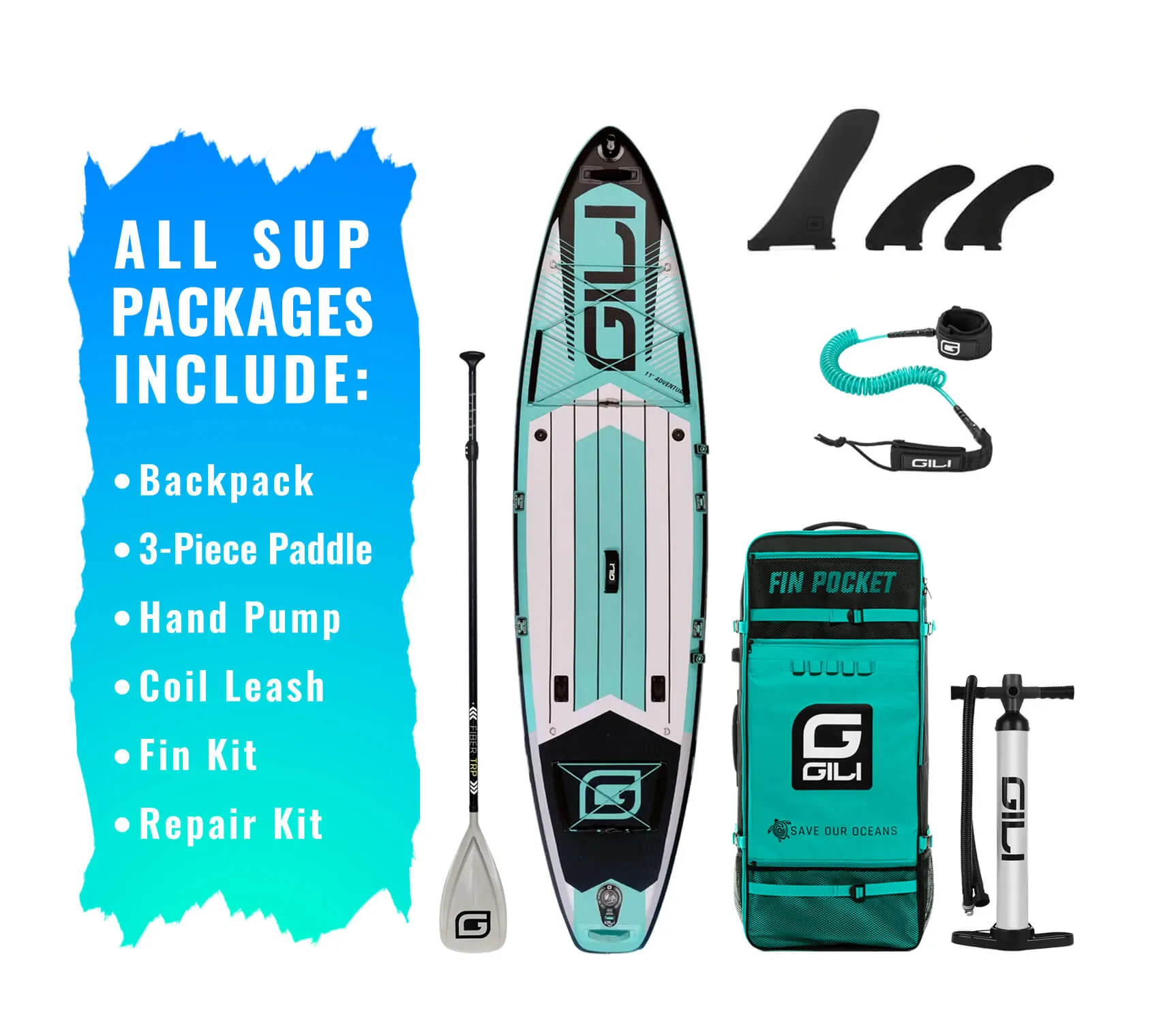 11' / 12'  Adventure Inflatable Stand Up Paddle Board