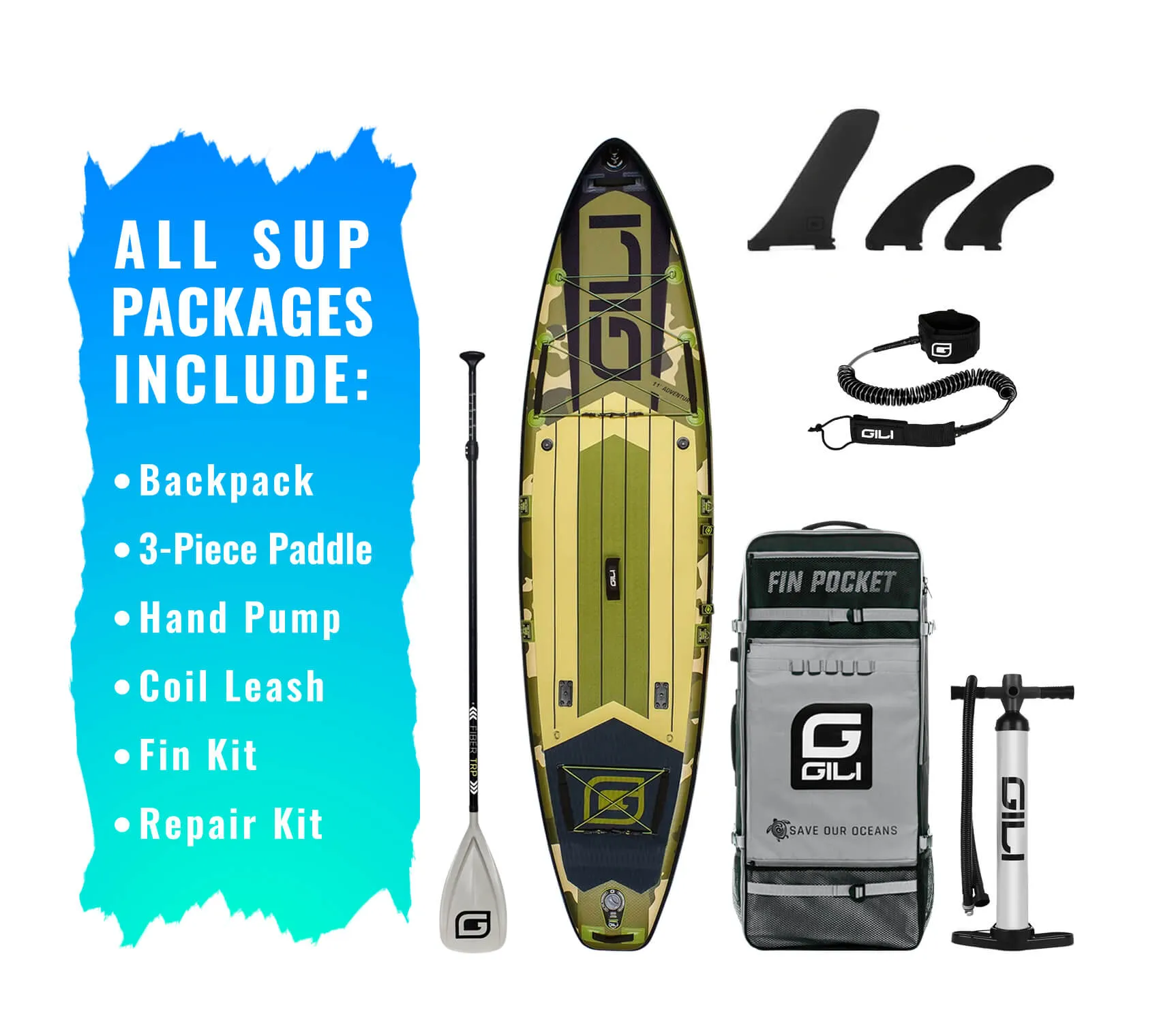 11' / 12'  Adventure Inflatable Stand Up Paddle Board
