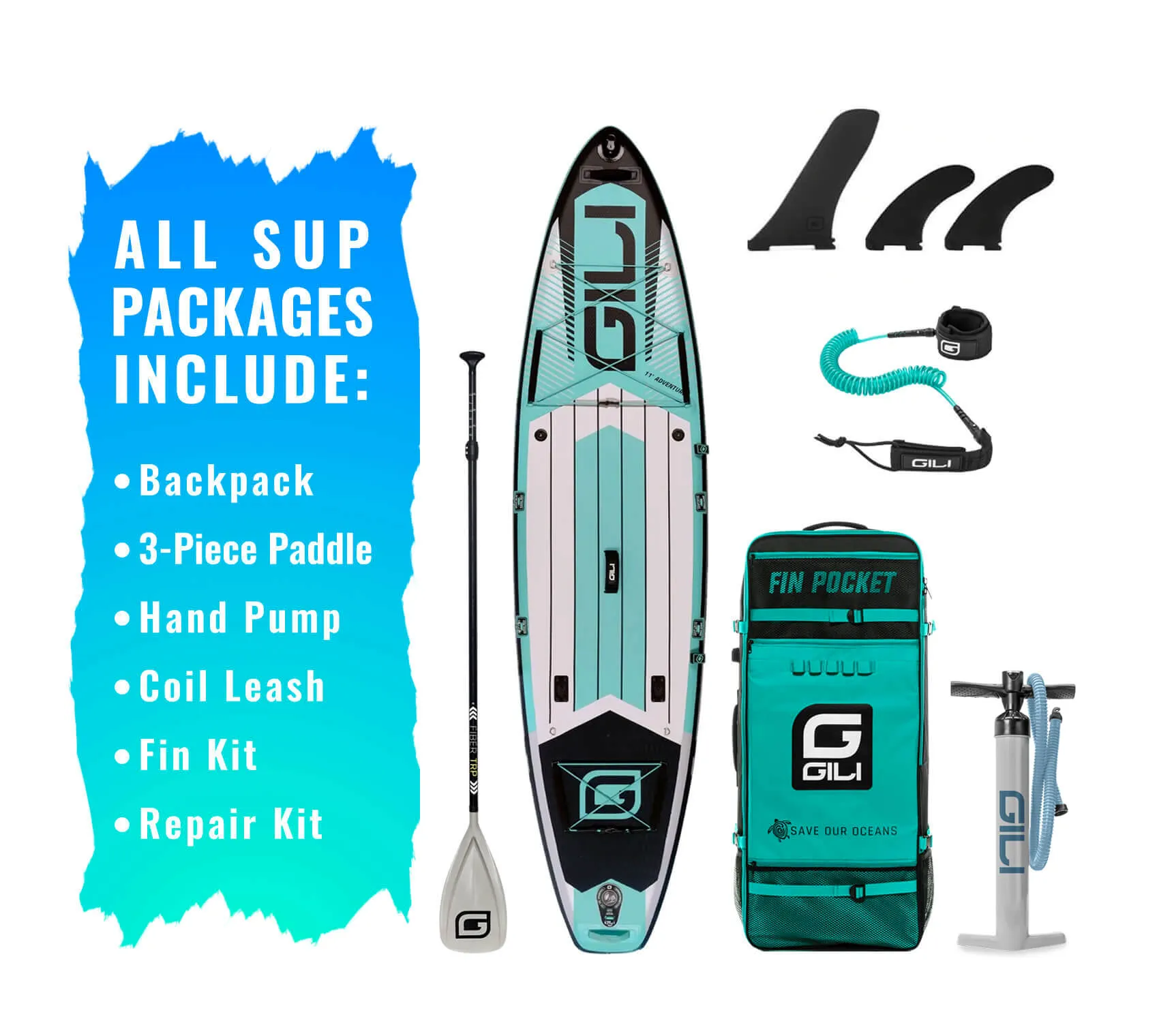 11' / 12'  Adventure Inflatable Stand Up Paddle Board