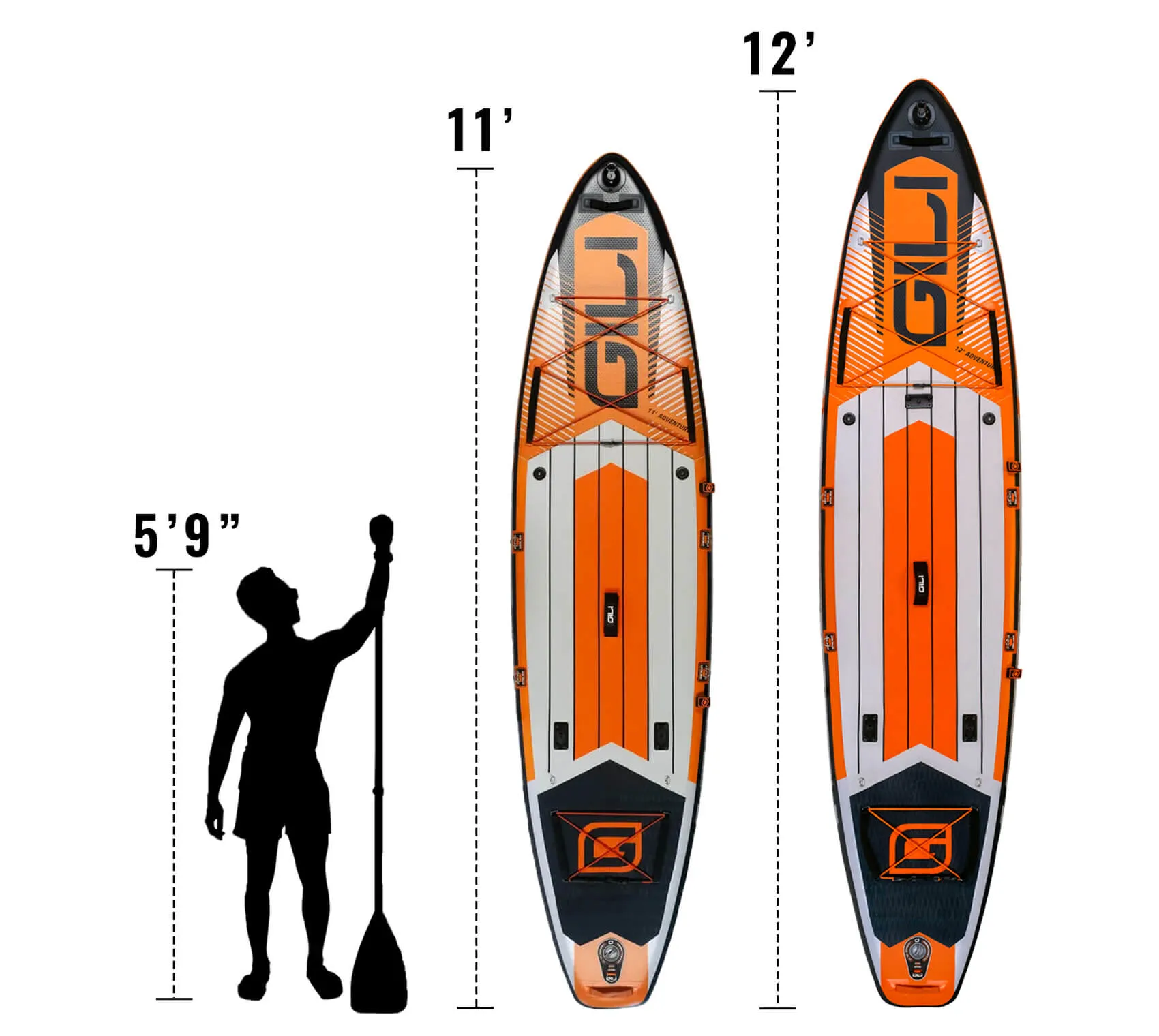11' / 12'  Adventure Inflatable Stand Up Paddle Board
