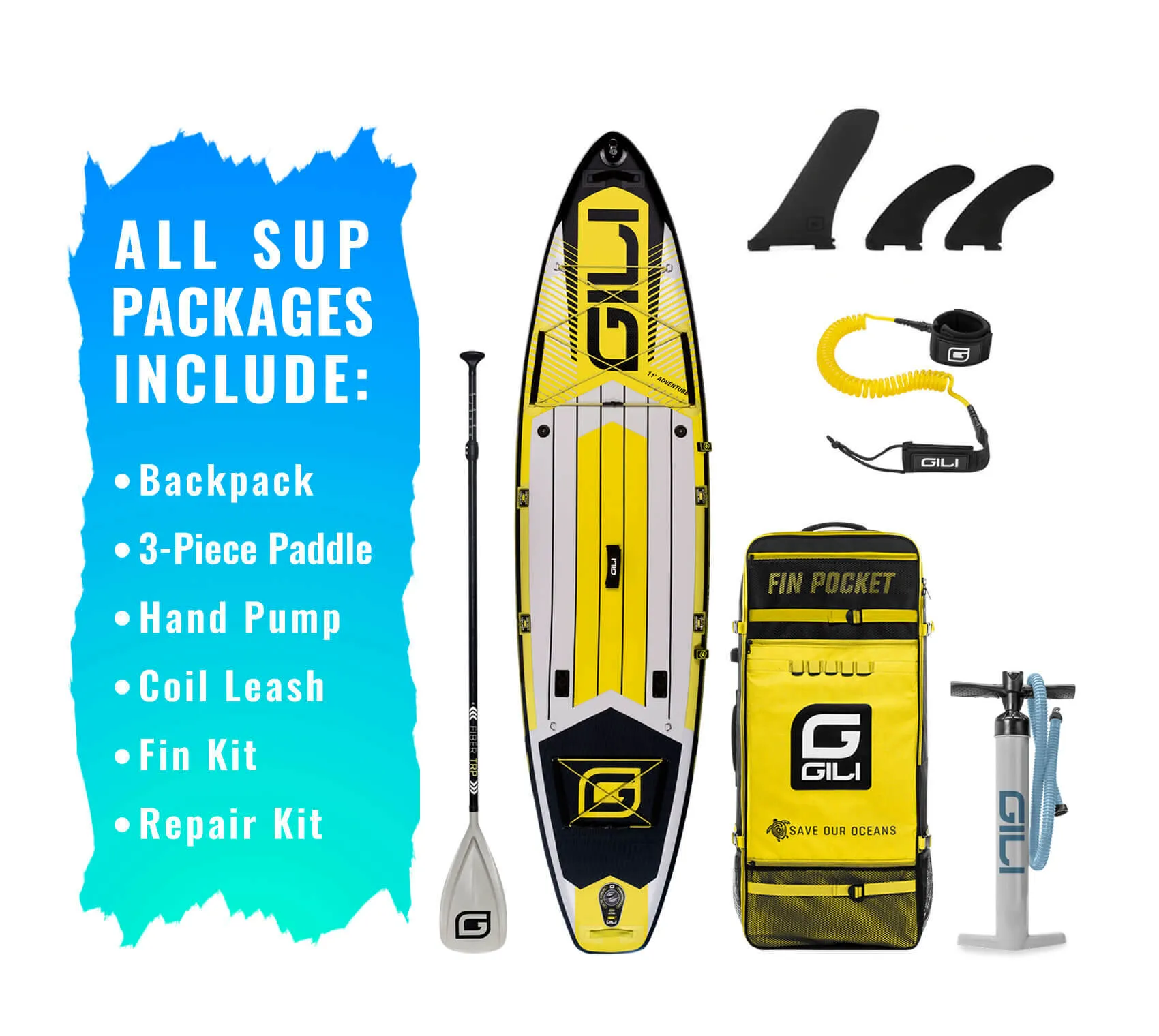 11' / 12'  Adventure Inflatable Stand Up Paddle Board