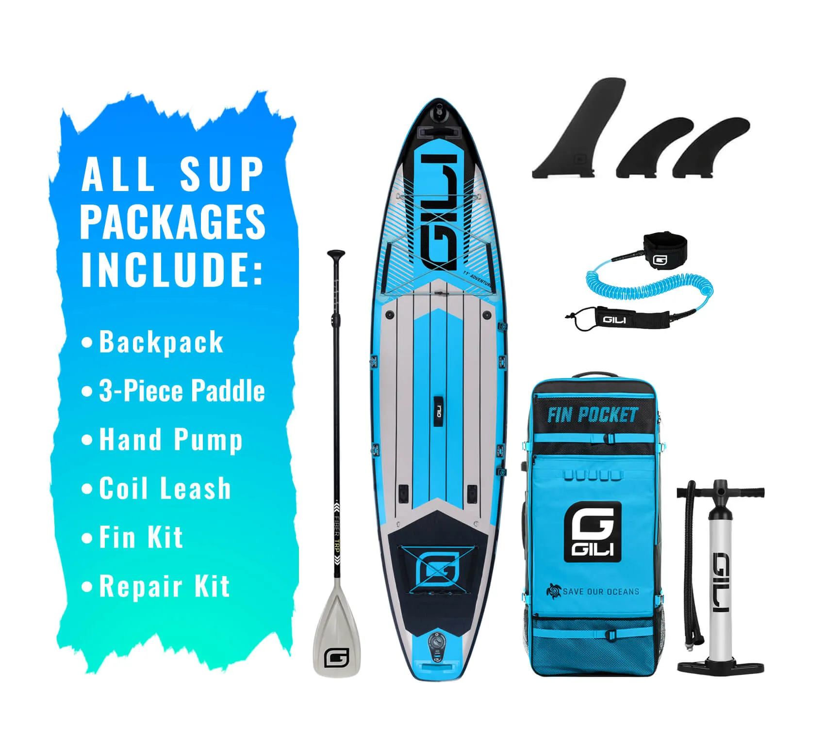 11' / 12'  Adventure Inflatable Stand Up Paddle Board