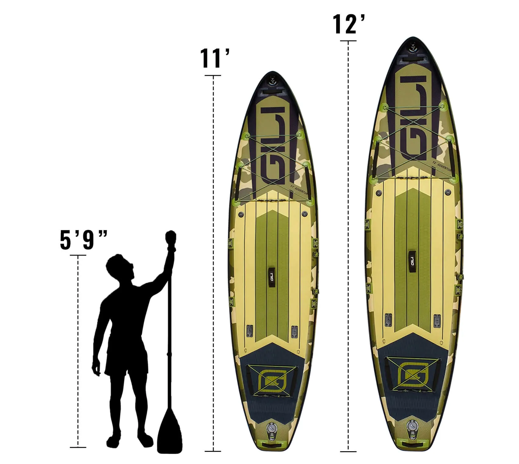 11' / 12'  Adventure Inflatable Stand Up Paddle Board