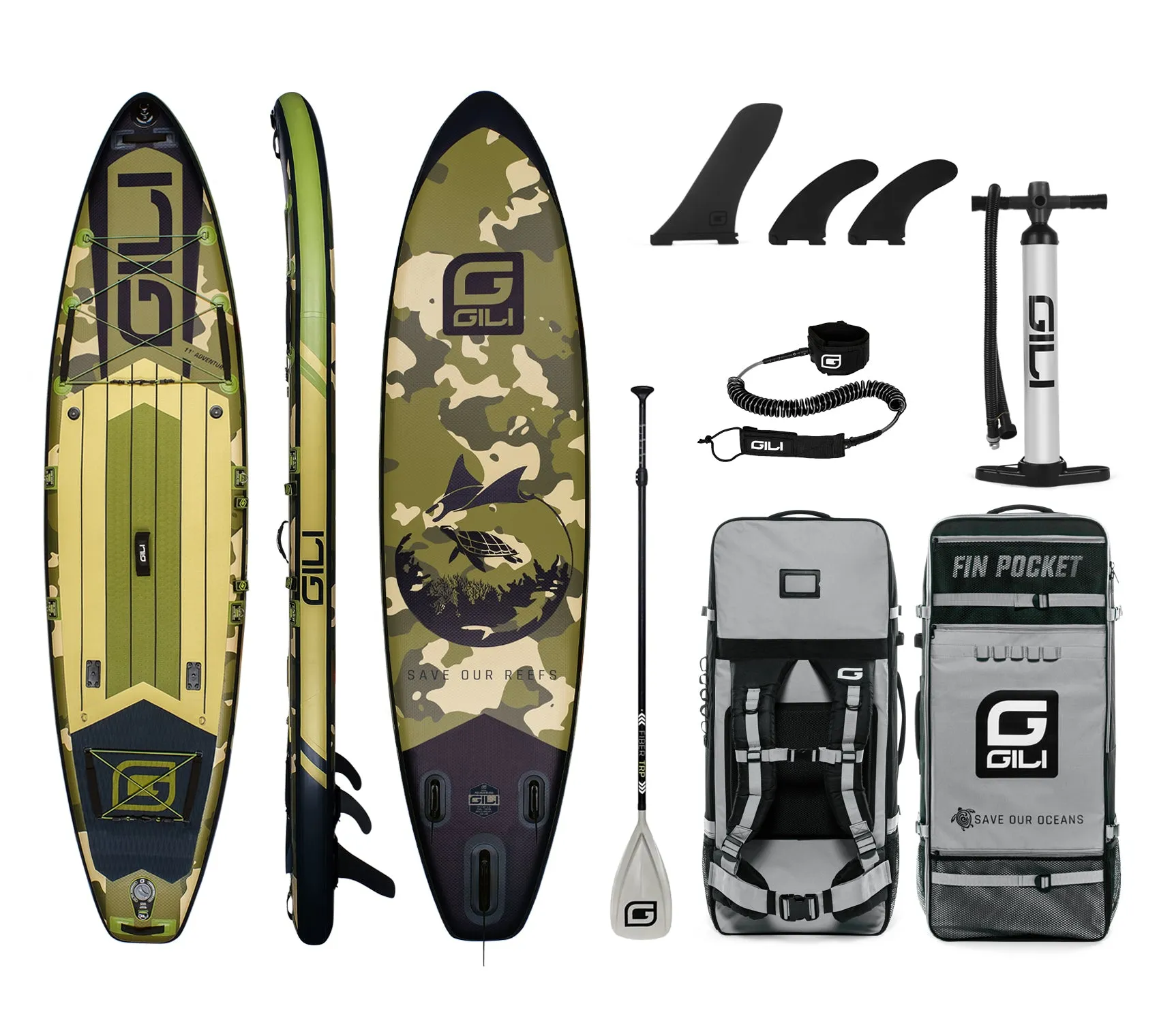 11' / 12'  Adventure Inflatable Stand Up Paddle Board