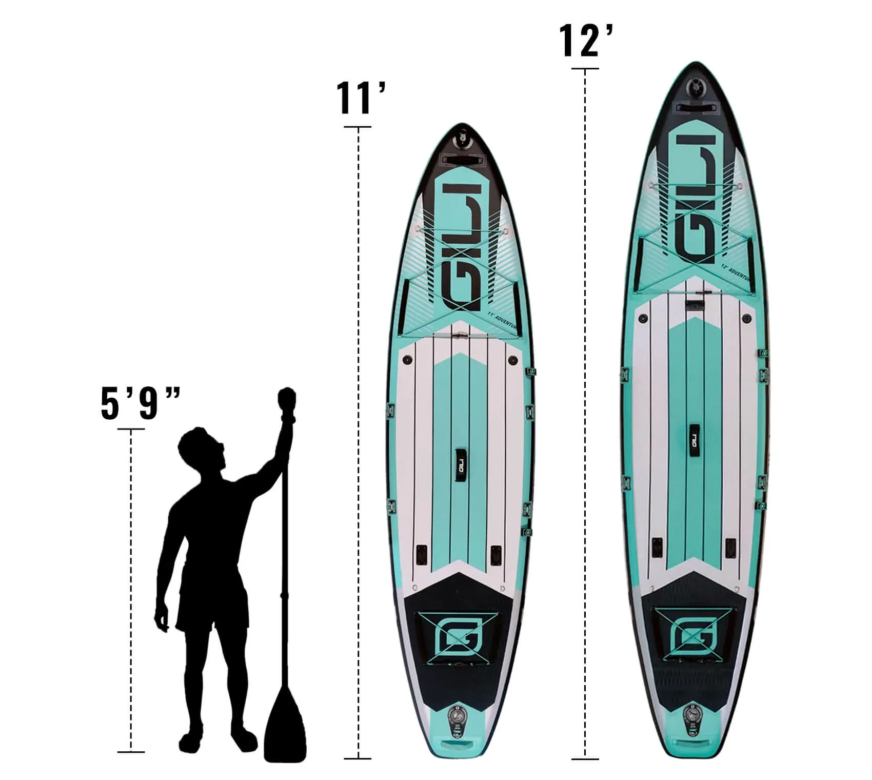 11' / 12'  Adventure Inflatable Stand Up Paddle Board