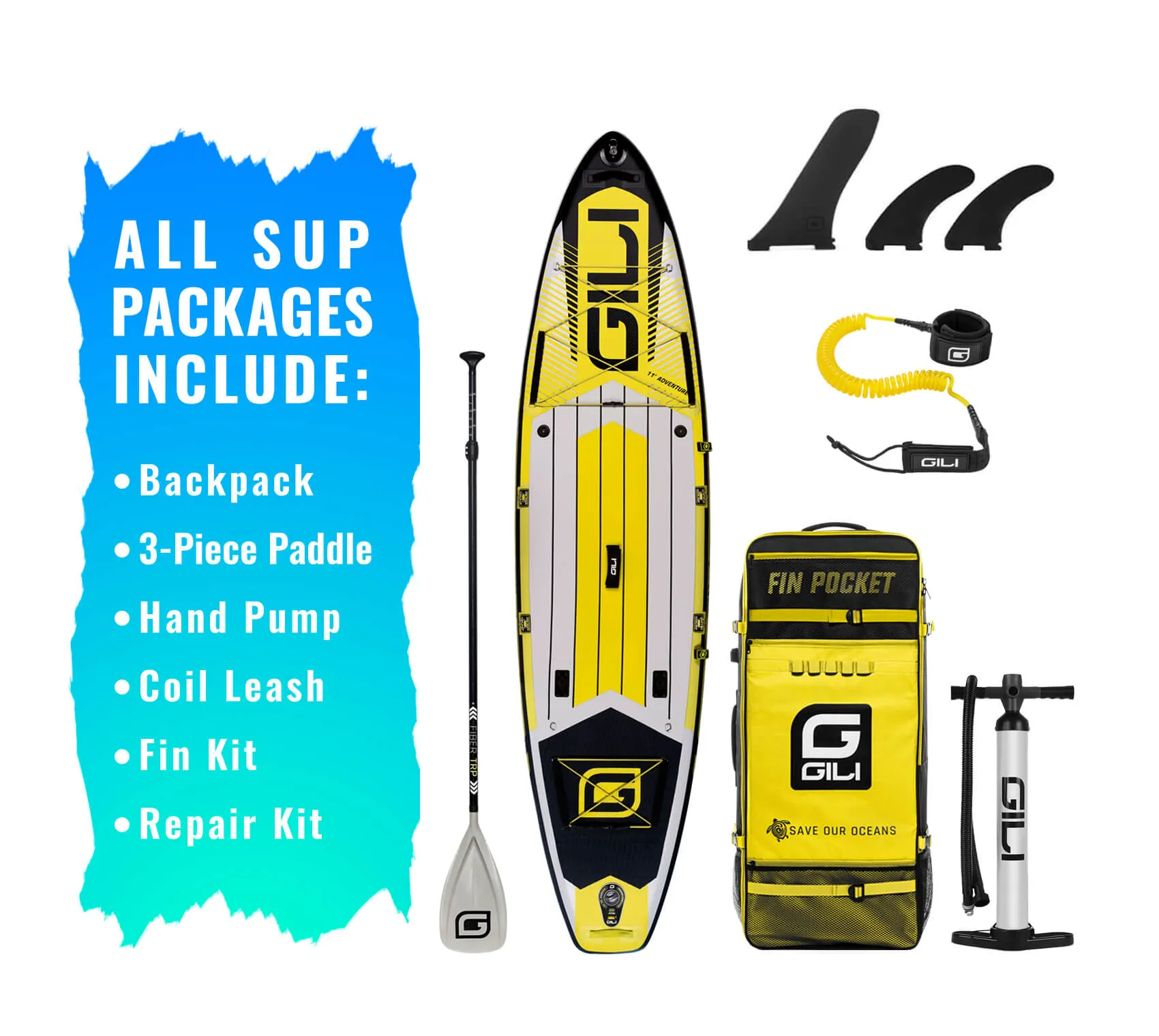 11' / 12'  Adventure Inflatable Stand Up Paddle Board