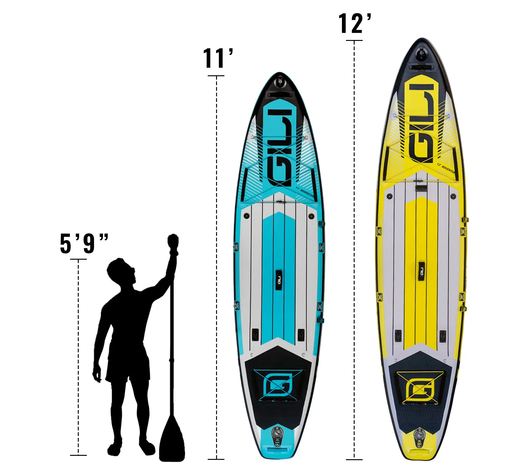 11' / 12'  Adventure Inflatable Stand Up Paddle Board