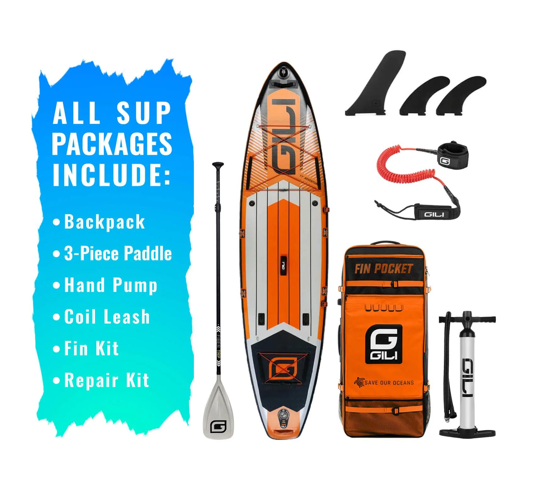 11' / 12'  Adventure Inflatable Stand Up Paddle Board