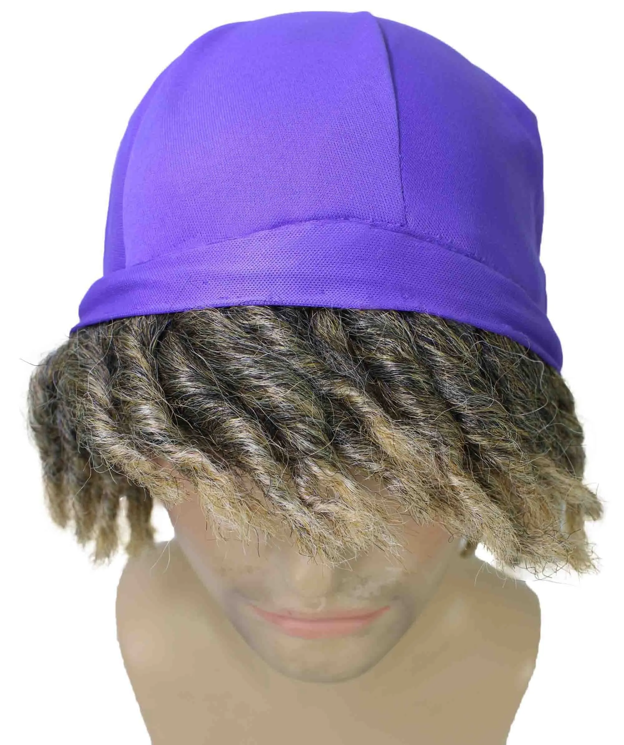 Adult Men’s Animated Movie Explorer Teenage Son Mix-grey Dreadlock Wig with Hat I Flame Retardant Synthetic Fiber