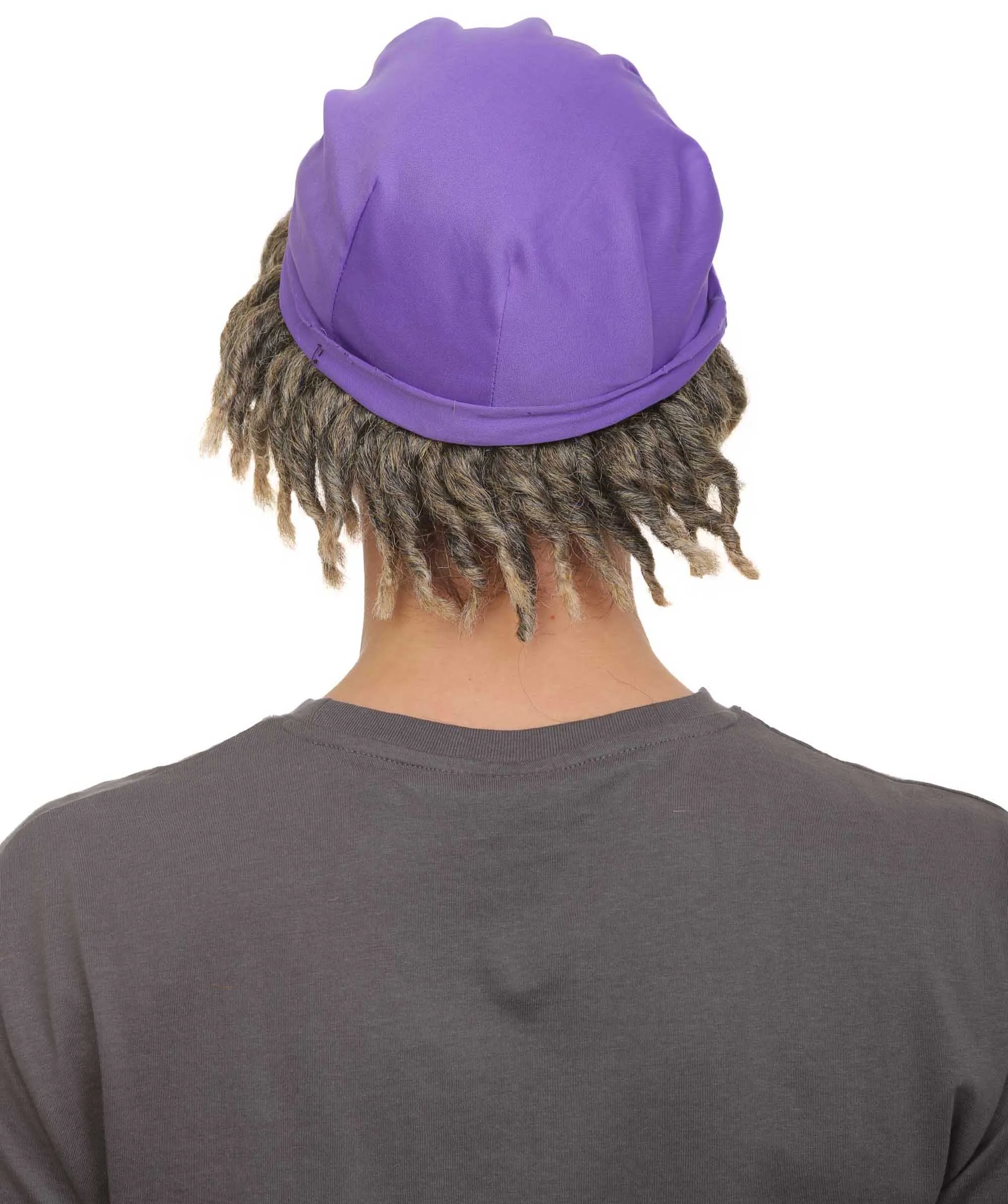 Adult Men’s Animated Movie Explorer Teenage Son Mix-grey Dreadlock Wig with Hat I Flame Retardant Synthetic Fiber