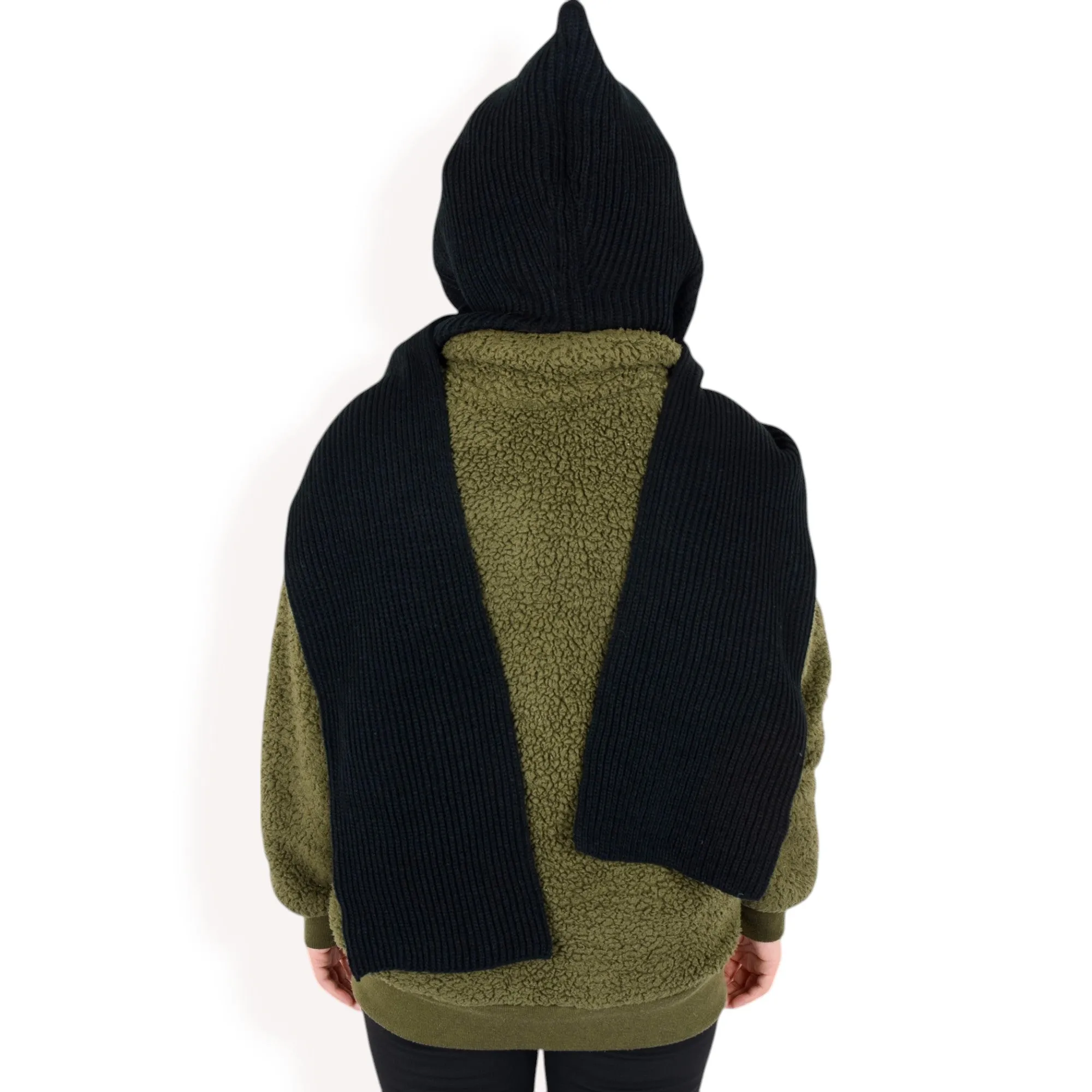 Anna-Kaci Women's Knitted Hooded Scarf with Versatile Design and Warm Ribbed Texture for Stylish Comfort and Winter Protection