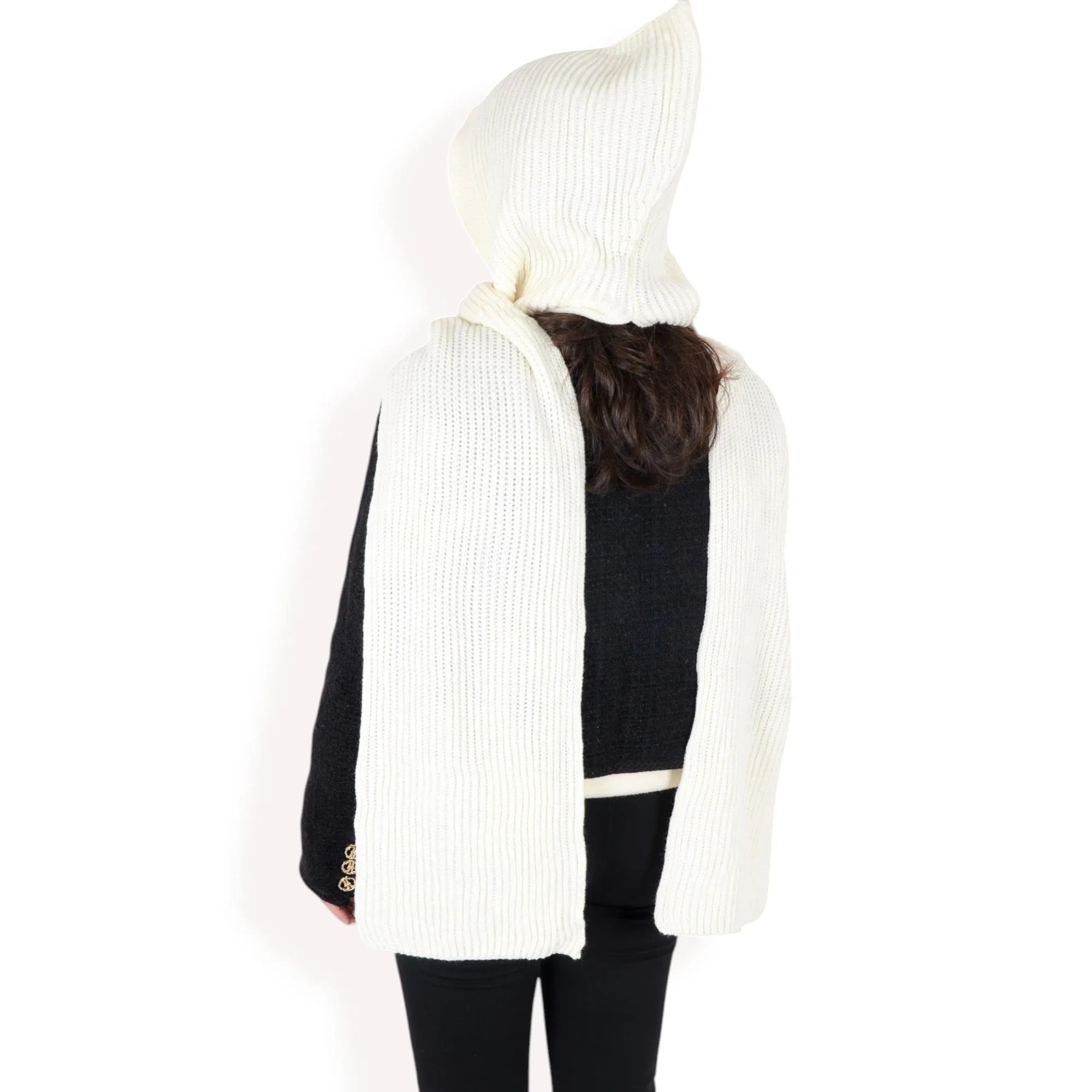 Anna-Kaci Women's Knitted Hooded Scarf with Versatile Design and Warm Ribbed Texture for Stylish Comfort and Winter Protection