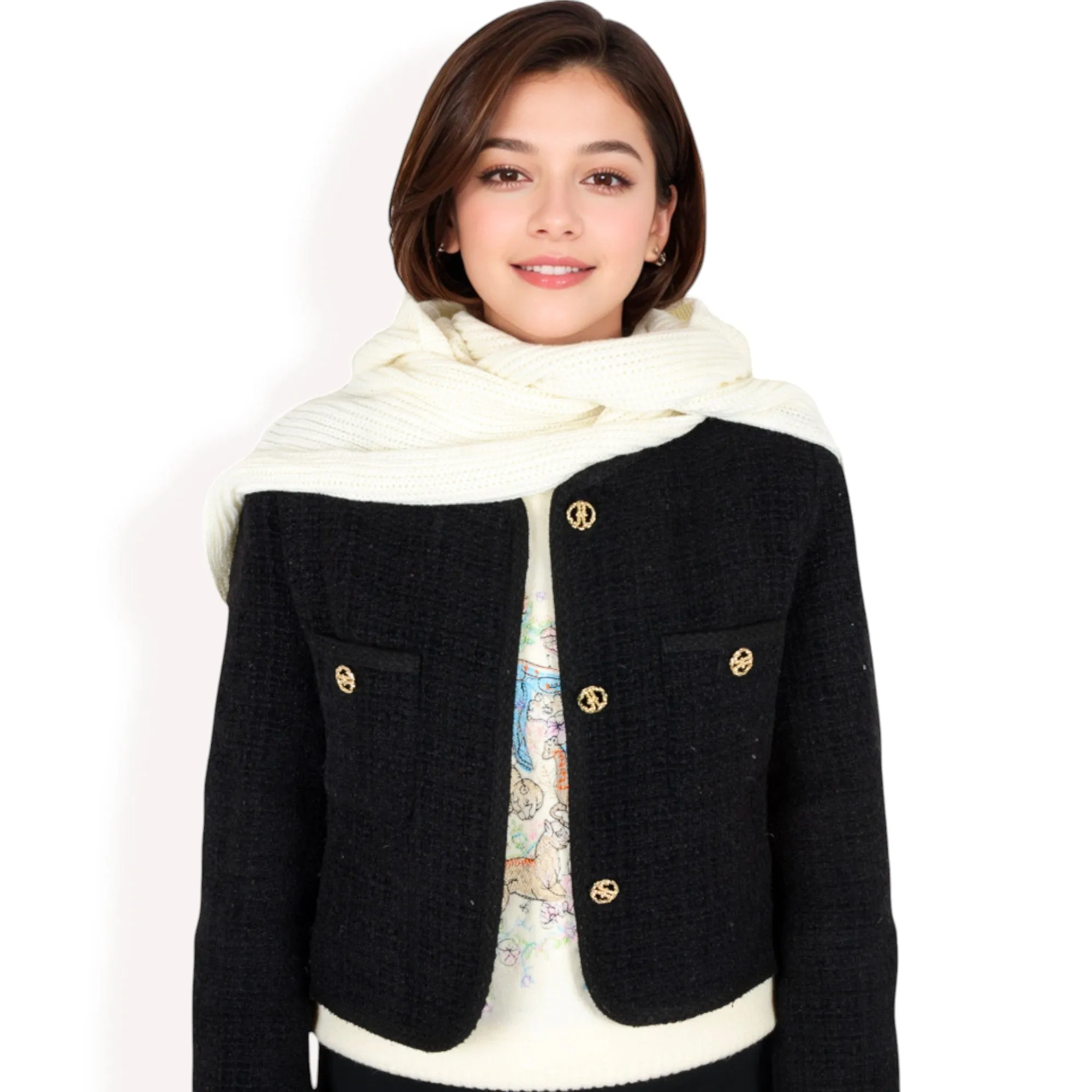 Anna-Kaci Women's Knitted Hooded Scarf with Versatile Design and Warm Ribbed Texture for Stylish Comfort and Winter Protection