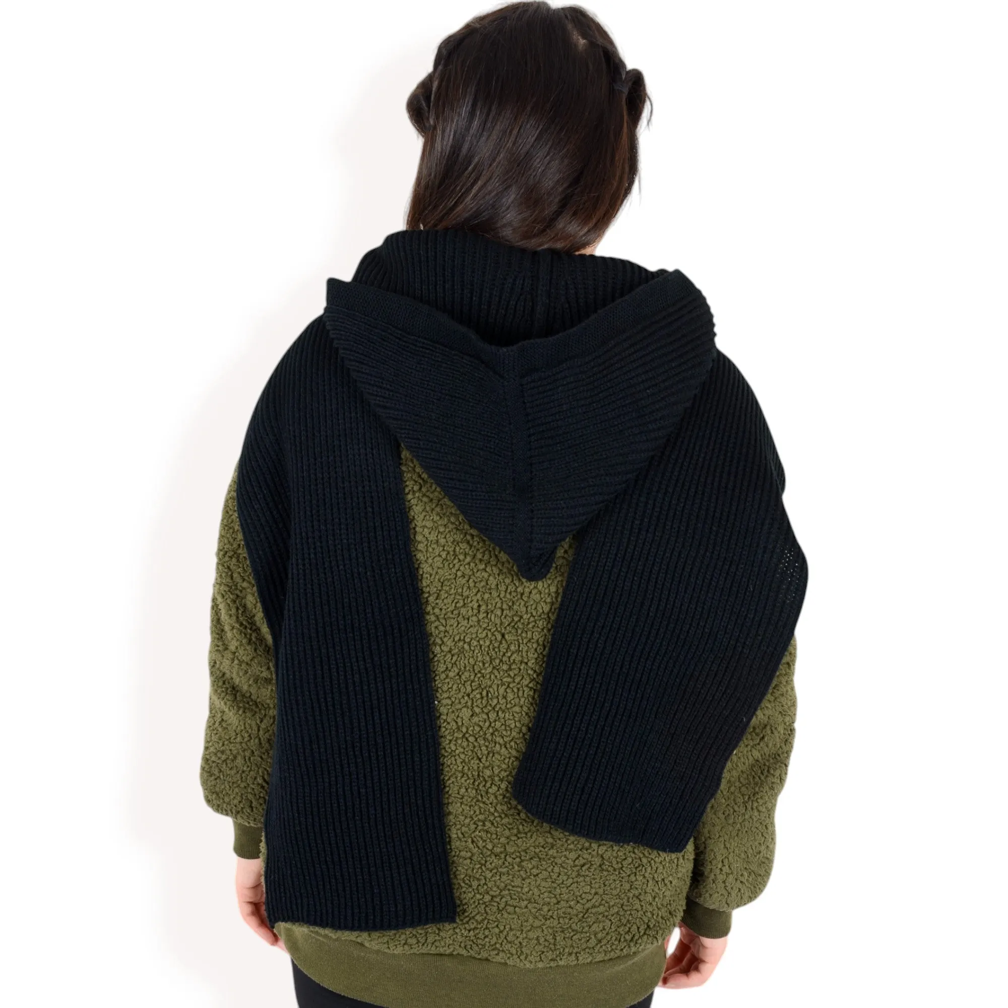 Anna-Kaci Women's Knitted Hooded Scarf with Versatile Design and Warm Ribbed Texture for Stylish Comfort and Winter Protection