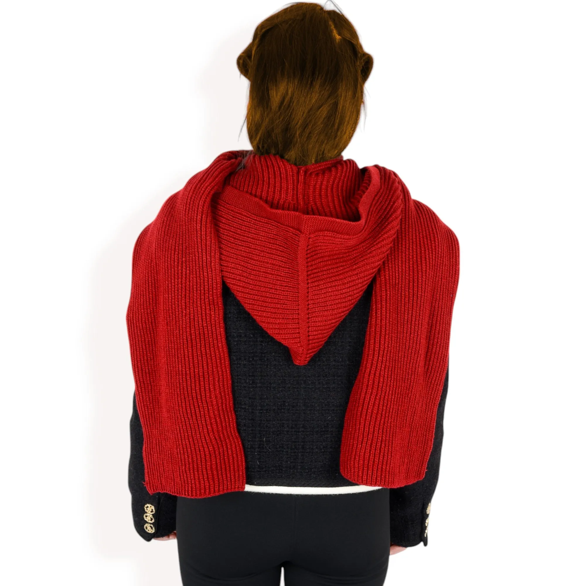 Anna-Kaci Women's Knitted Hooded Scarf with Versatile Design and Warm Ribbed Texture for Stylish Comfort and Winter Protection