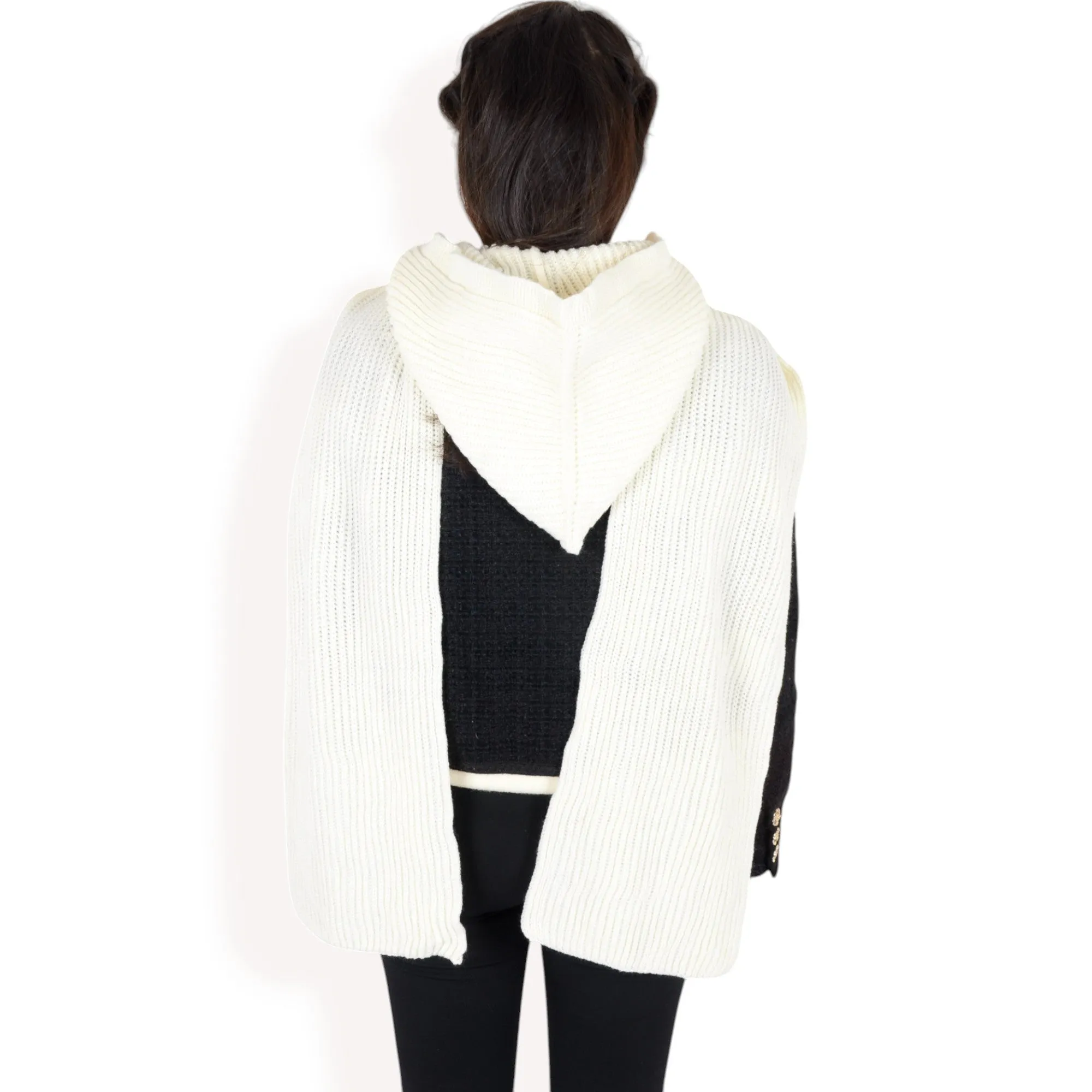 Anna-Kaci Women's Knitted Hooded Scarf with Versatile Design and Warm Ribbed Texture for Stylish Comfort and Winter Protection