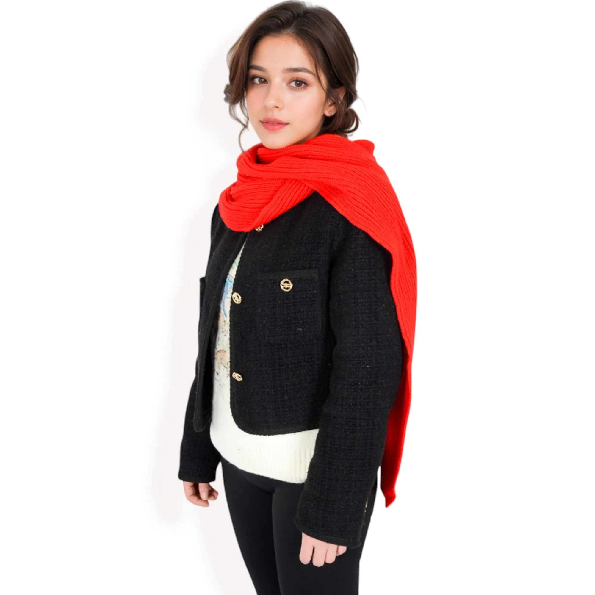 Anna-Kaci Women's Knitted Hooded Scarf with Versatile Design and Warm Ribbed Texture for Stylish Comfort and Winter Protection