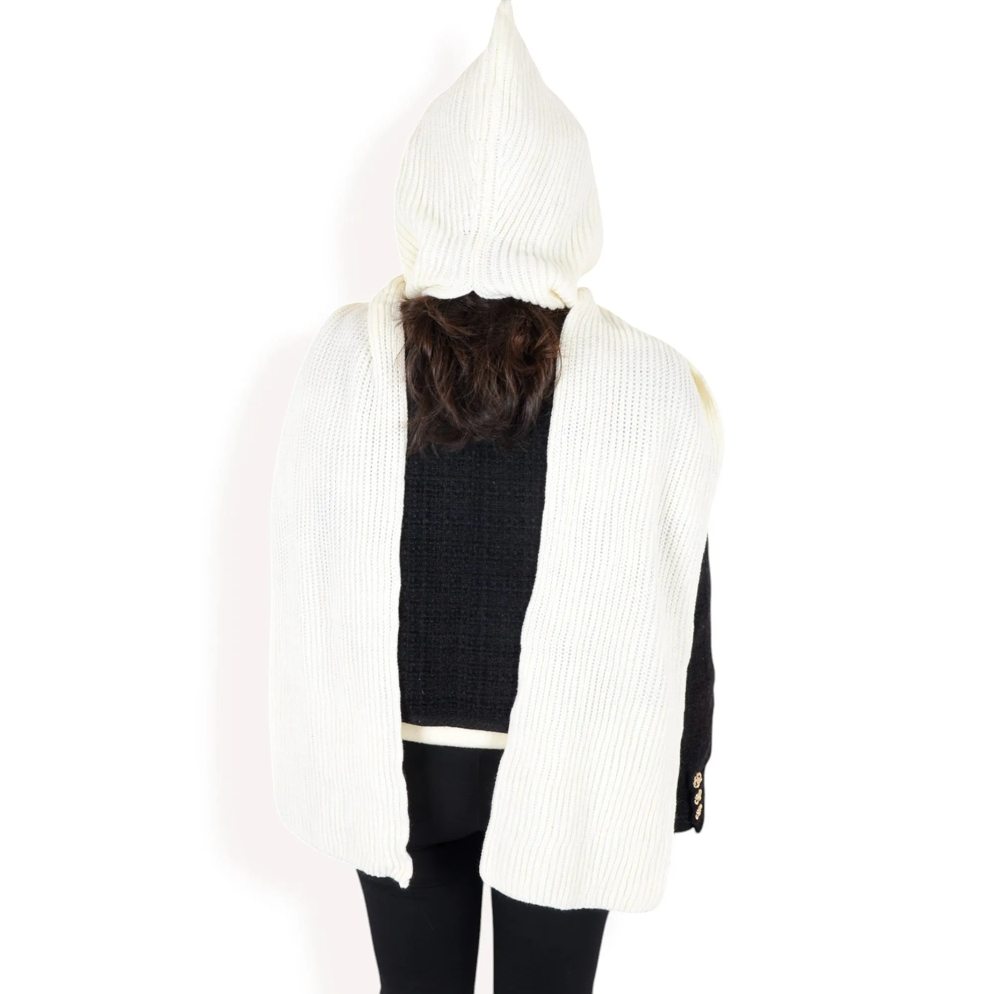 Anna-Kaci Women's Knitted Hooded Scarf with Versatile Design and Warm Ribbed Texture for Stylish Comfort and Winter Protection