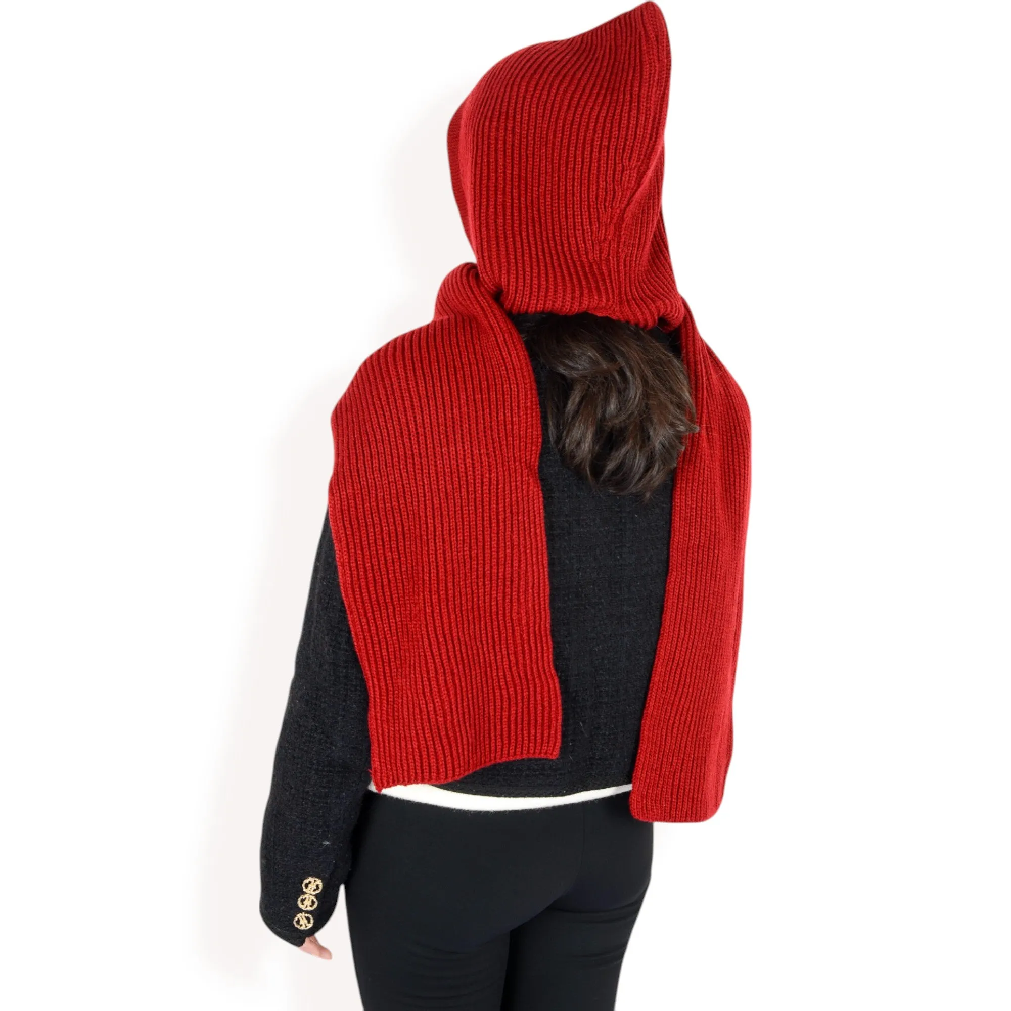 Anna-Kaci Women's Knitted Hooded Scarf with Versatile Design and Warm Ribbed Texture for Stylish Comfort and Winter Protection