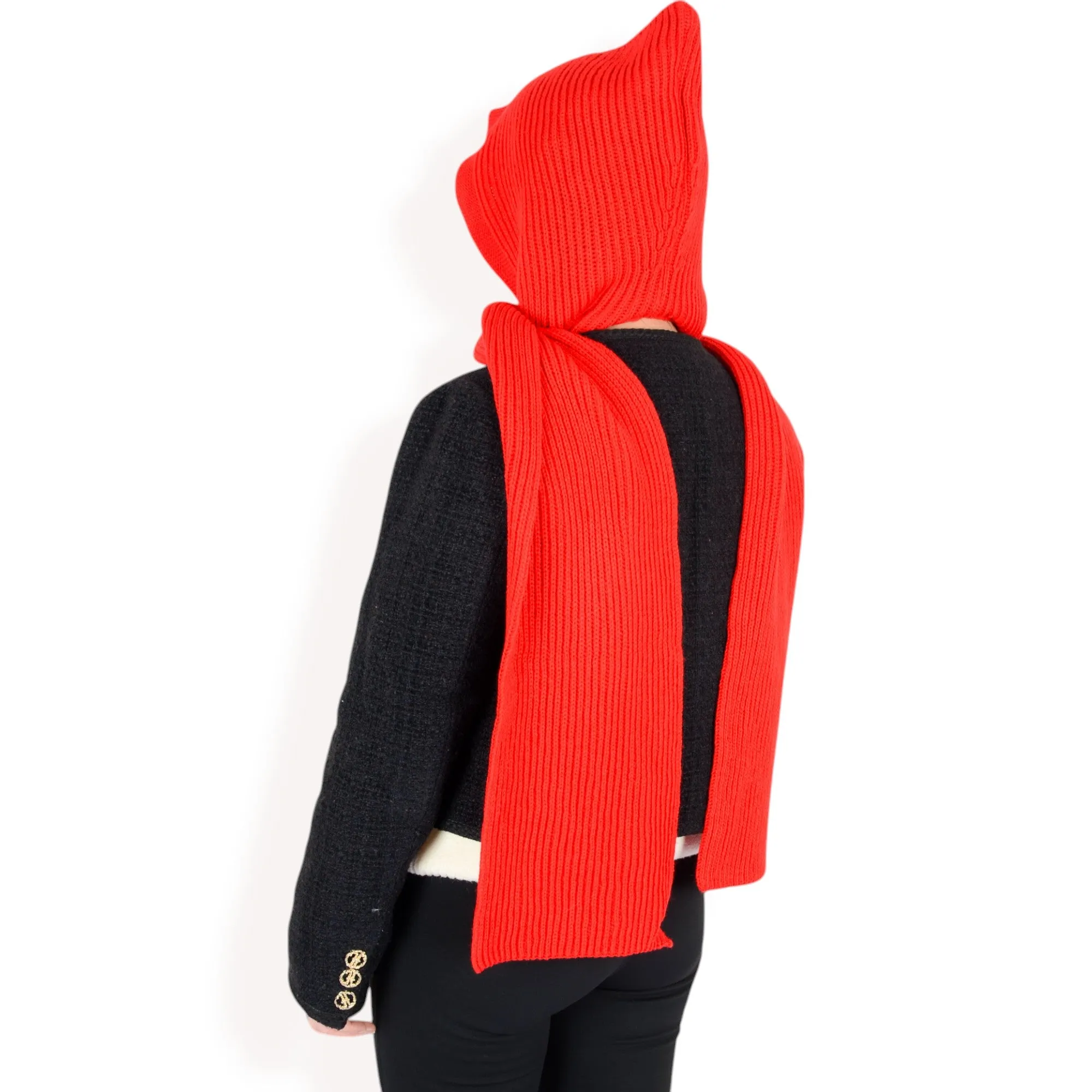 Anna-Kaci Women's Knitted Hooded Scarf with Versatile Design and Warm Ribbed Texture for Stylish Comfort and Winter Protection
