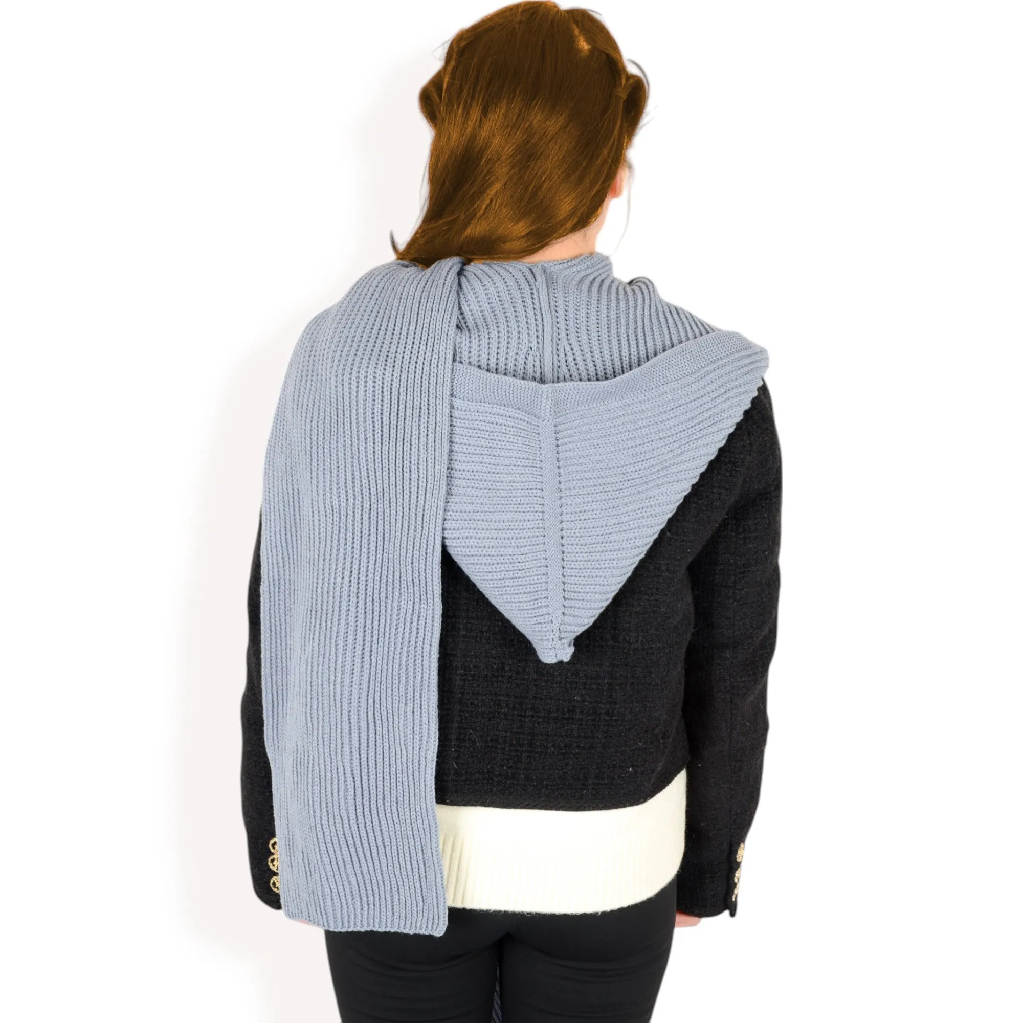 Anna-Kaci Women's Knitted Hooded Scarf with Versatile Design and Warm Ribbed Texture for Stylish Comfort and Winter Protection