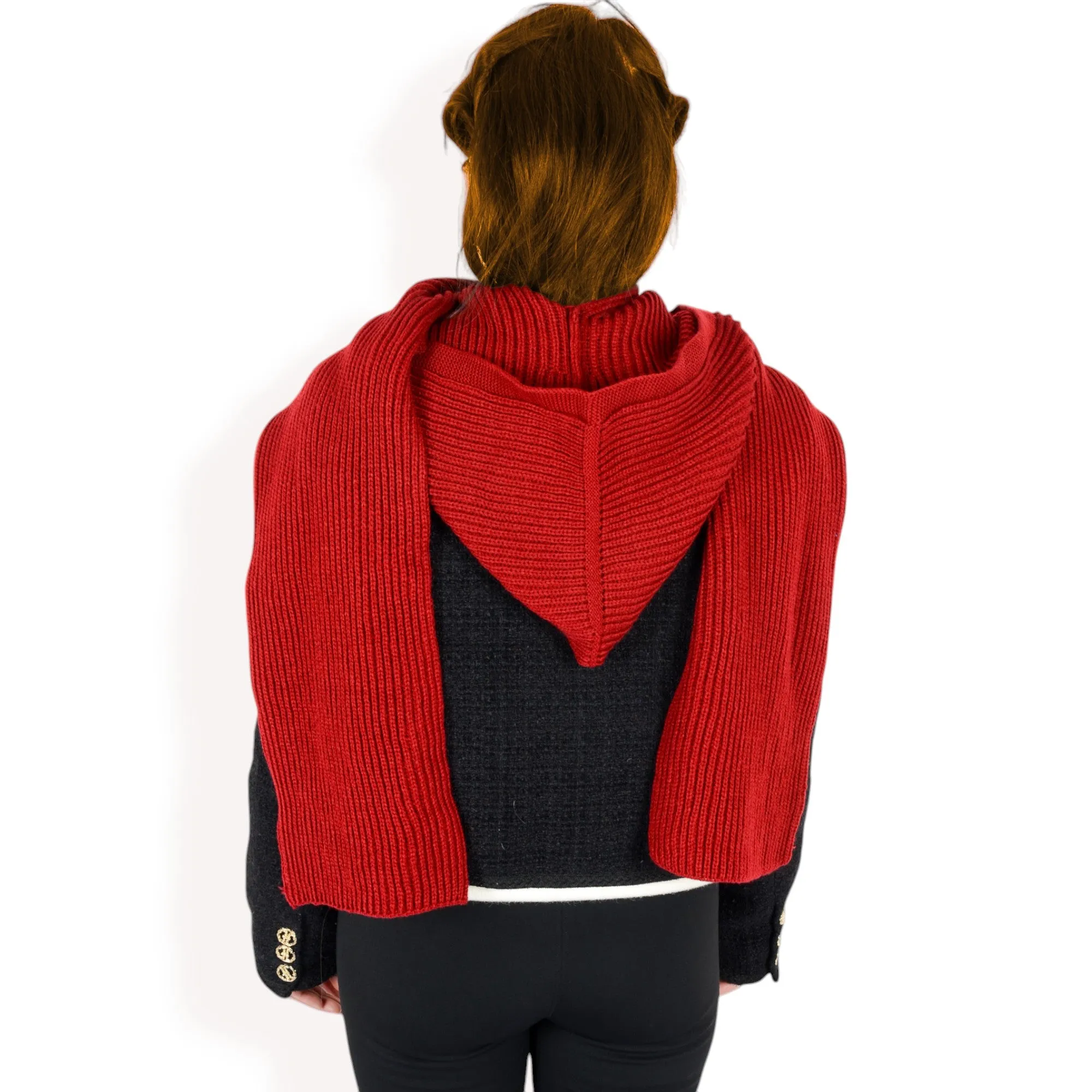 Anna-Kaci Women's Knitted Hooded Scarf with Versatile Design and Warm Ribbed Texture for Stylish Comfort and Winter Protection