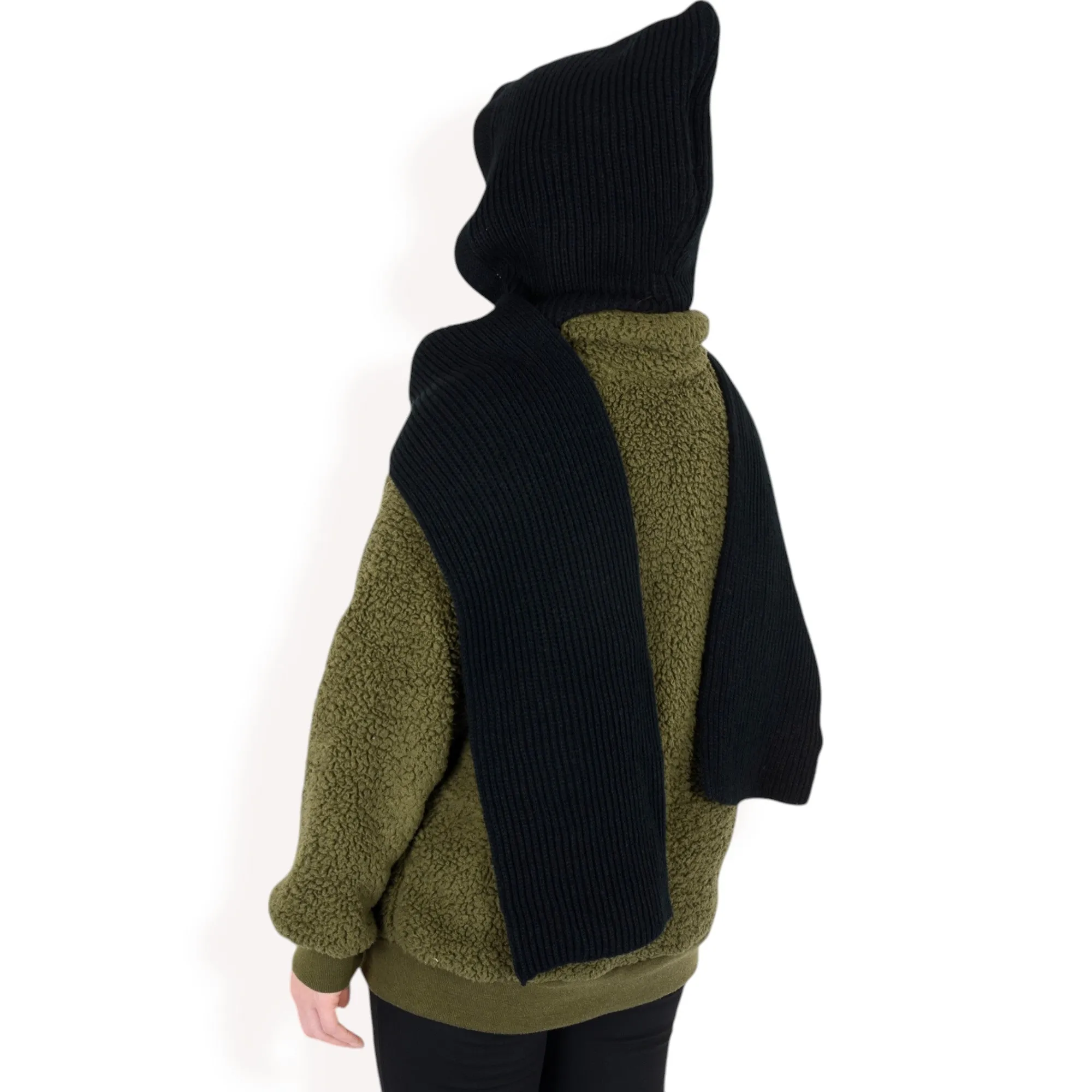 Anna-Kaci Women's Knitted Hooded Scarf with Versatile Design and Warm Ribbed Texture for Stylish Comfort and Winter Protection