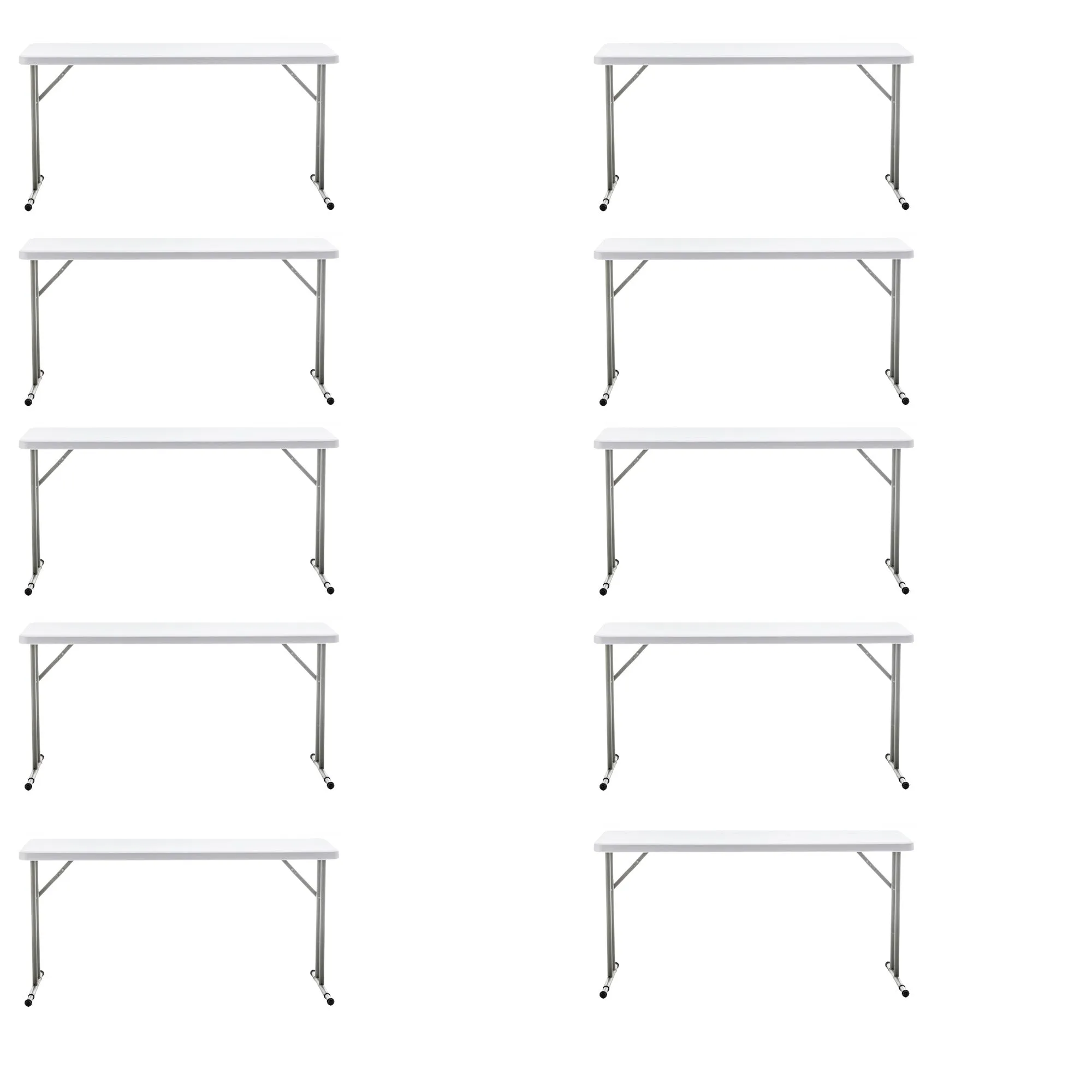 BTExpert 5-Foot - 60" long White Plastic Folding Seminar Training Table Portable 18" Wide narrow, 29" High, events indoor outdoor lightweight Set of 10