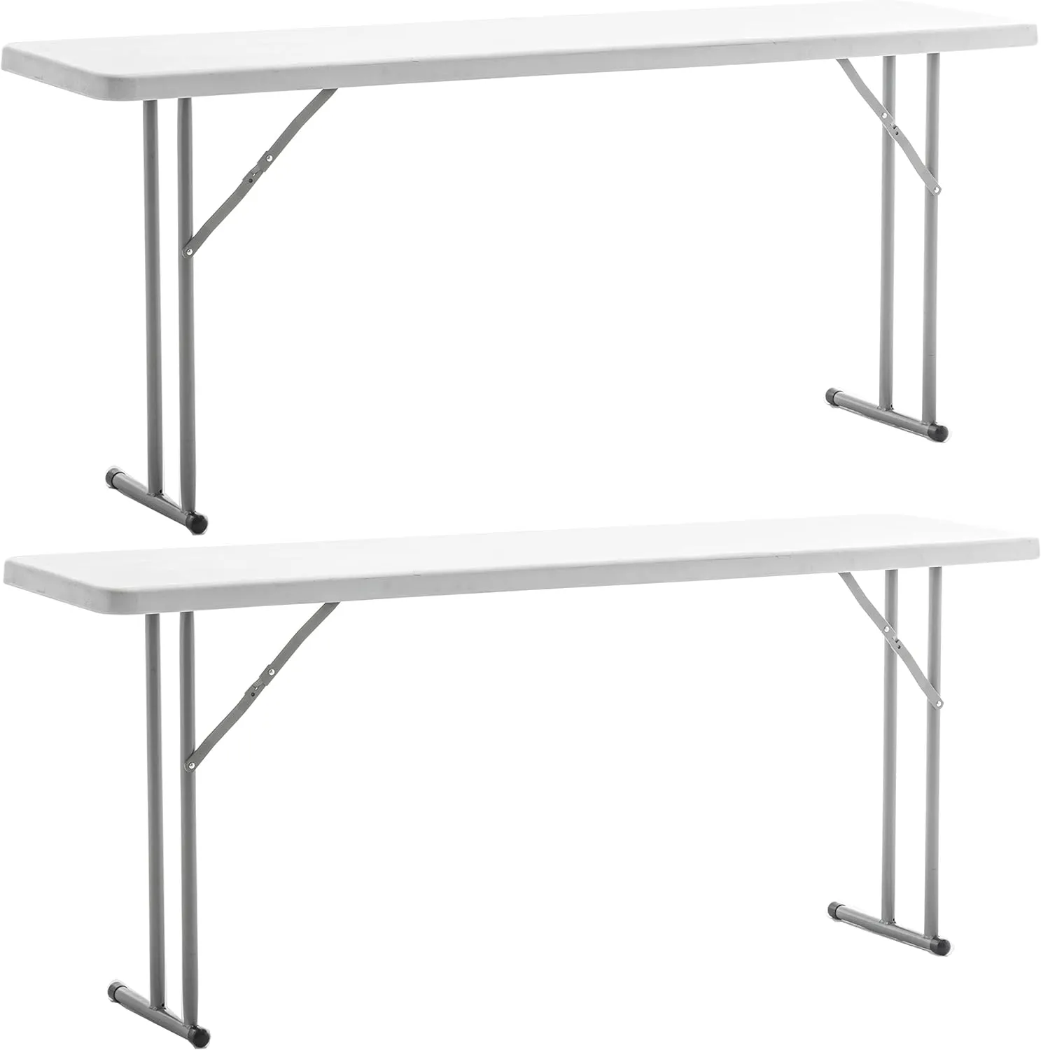 BTExpert 5-Foot - 60" long White Plastic Folding Seminar Training Table Portable 18" Wide narrow, 29" High, events indoor outdoor lightweight Set of 2