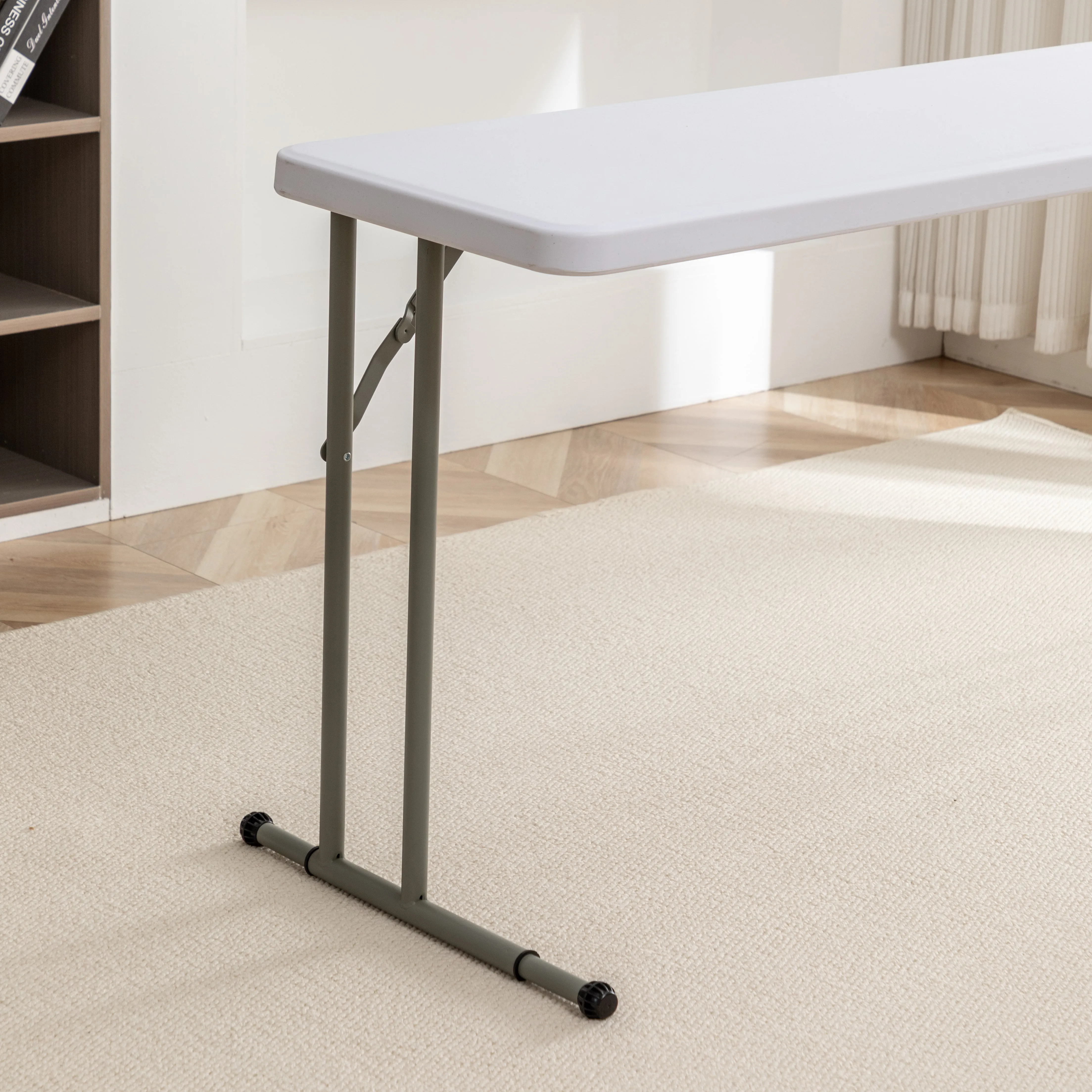 BTExpert 5-Foot - 60" long White Plastic Folding Seminar Training Table Portable 18" Wide narrow, 29" High, events indoor outdoor lightweight Set of 2