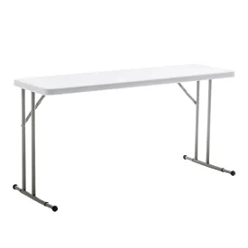 BTExpert 5-Foot - 60" long White Plastic Folding Seminar Training Table Portable 18" Wide narrow, 29" High, events indoor outdoor lightweight