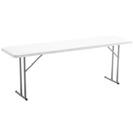 BTExpert 8-Foot 96" long White Plastic Folding Seminar Training Table Portable 18" Wide narrow, 29" High, events indoor outdoor lightweight Industrial Commercial Restaurant School 330lb Capacity
