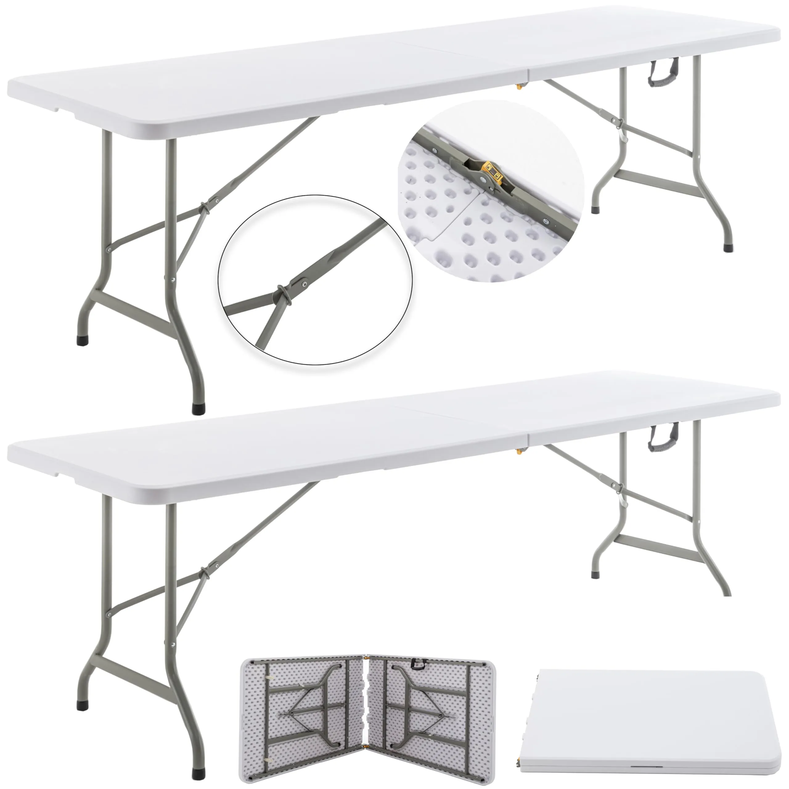 BTExpert 96" long 8-Foot White Plastic Folding Table Portable 30" Wide , 29" High, Indoor Outdoor Events Banquet Dining Party Patio Set of 2
