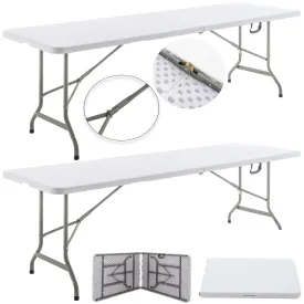 BTExpert 96" long 8-Foot White Plastic Folding Table Portable 30" Wide , 29" High, Indoor Outdoor Events Banquet Dining Party Patio Set of 2
