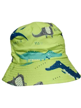 Bucket/Sun Hat With Chin Strap Wide Brim Children's 2-7yr Green Crocodile scbhgc