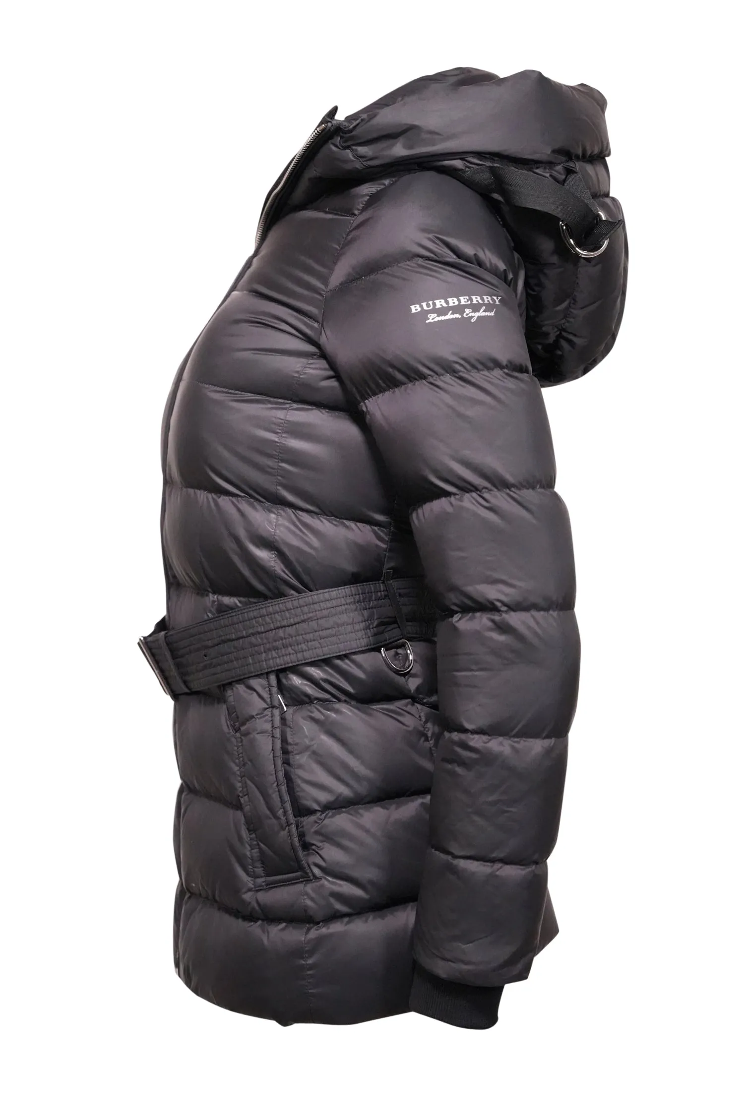 Burberry - Black Belted Puffer Coat w/ Goose Down Sz XXS