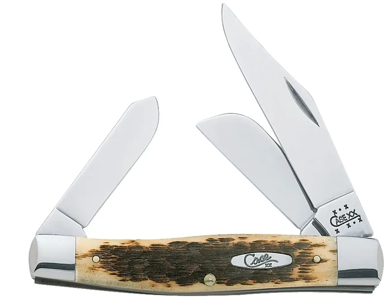 CASE 00204 Folding Pocket Knife, 3.3 in Clip, 2.3 in Sheep Foot, 2.2 in Spey L Blade, Chrome Vanadium Steel Blade :EA: QUANTITY: 1