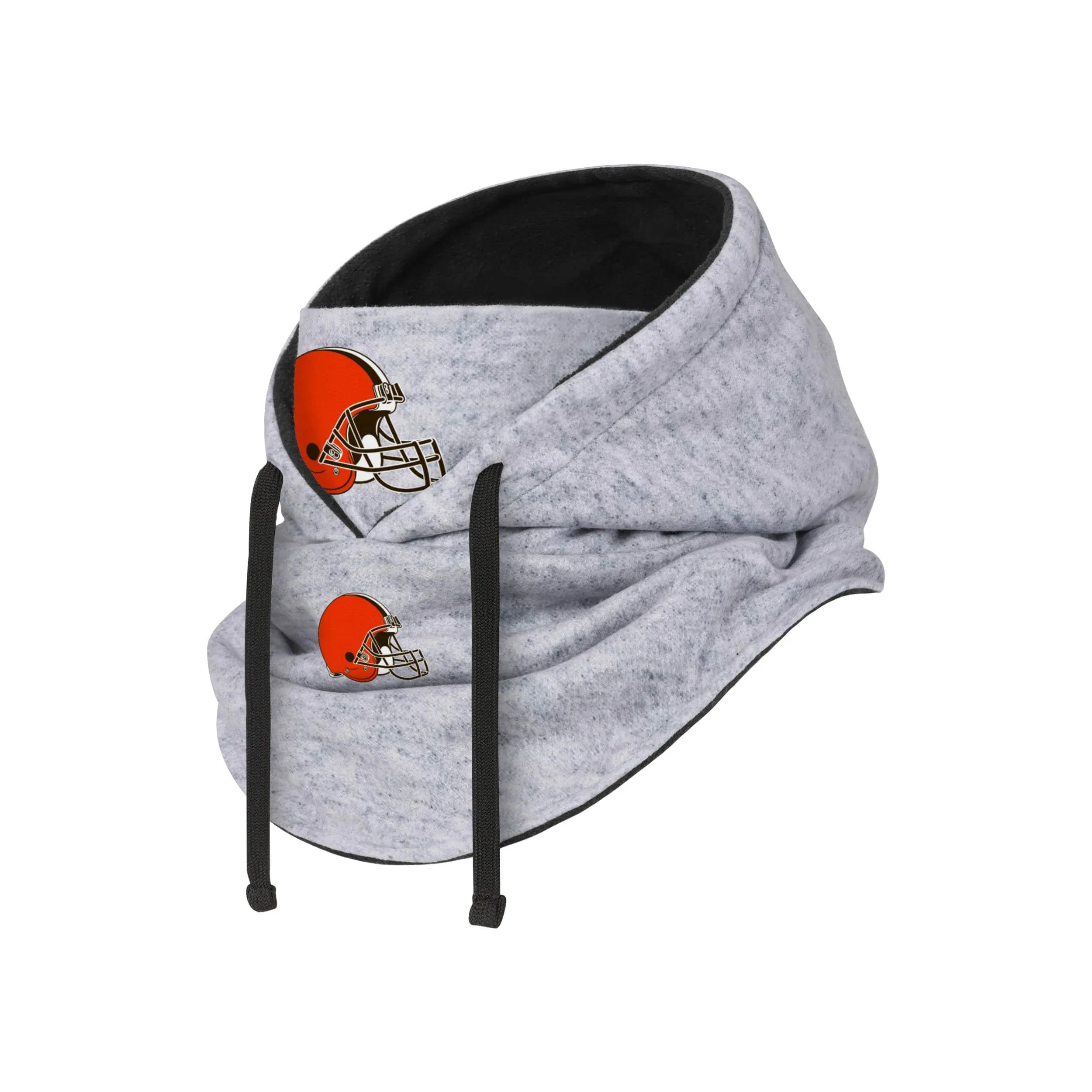 Cleveland Browns NFL Heather Gray Drawstring Hooded Gaiter Scarf