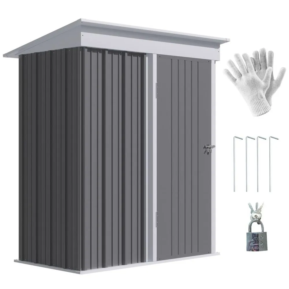 Compact Steel Garden Shed for Bike, Adjustable Shelf & Lock 5x3 ft