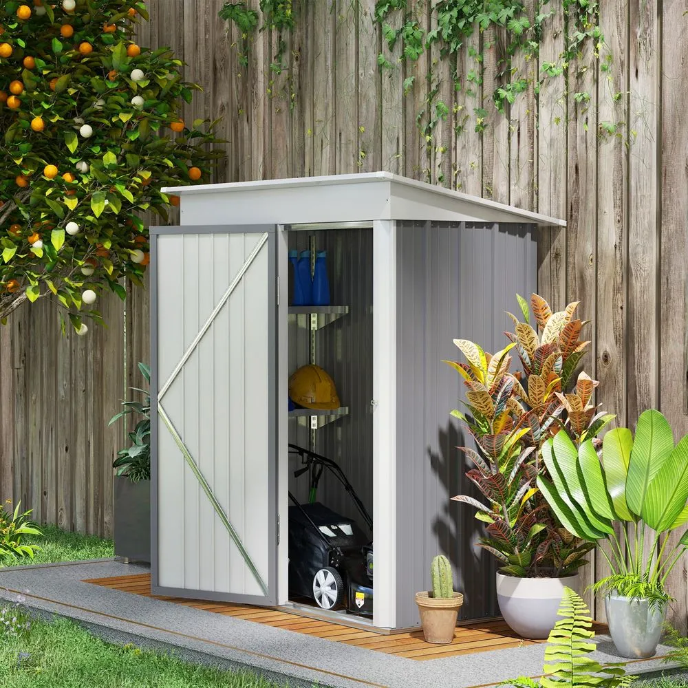 Compact Steel Garden Shed for Bike, Adjustable Shelf & Lock 5x3 ft
