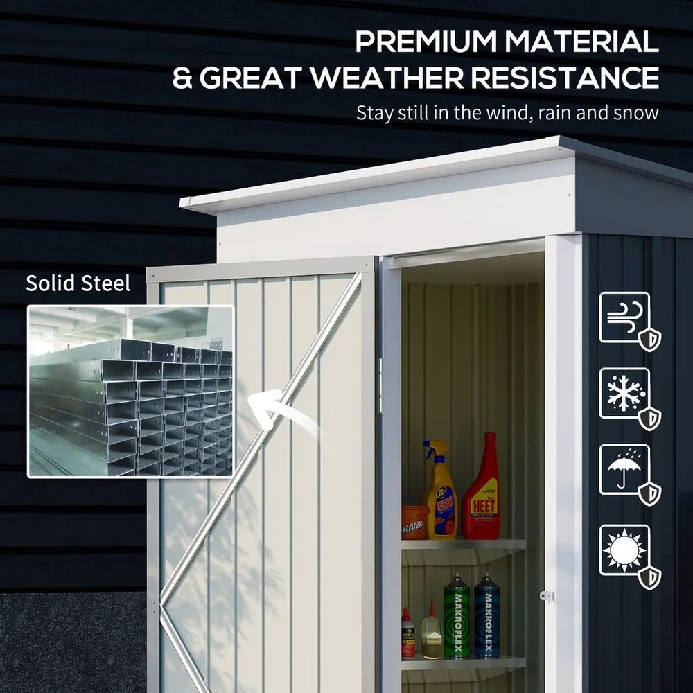 Compact Steel Garden Shed for Bike, Adjustable Shelf & Lock 5x3 ft