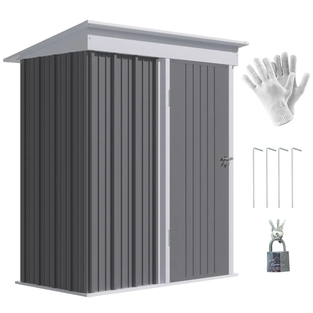 Compact Steel Garden Shed for Bike, Adjustable Shelf & Lock 5x3 ft