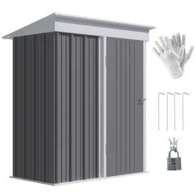 Compact Steel Garden Shed for Bike, Adjustable Shelf & Lock 5x3 ft