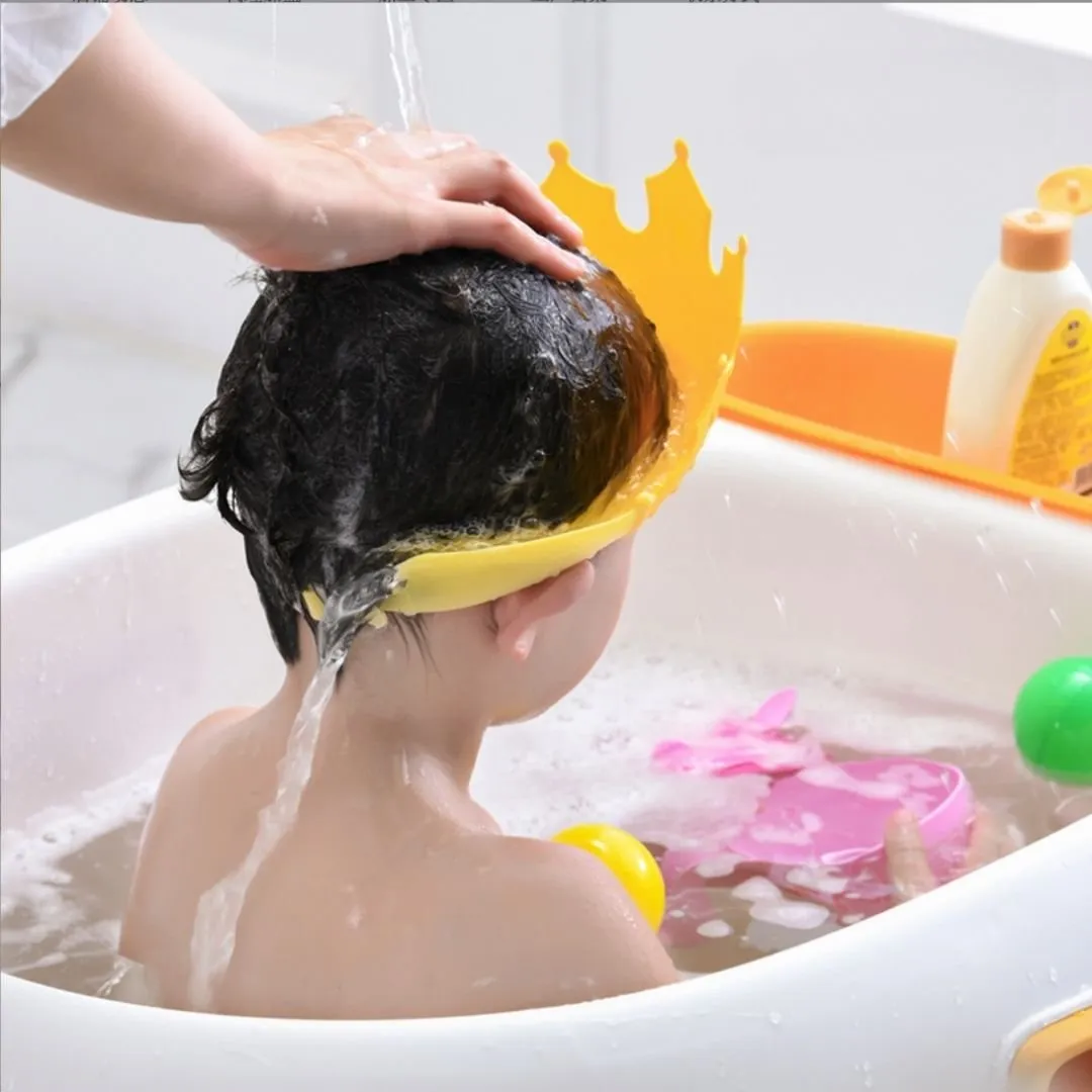 Crown Shower Cap for Babies with Adjustable Straps for Eye Protection