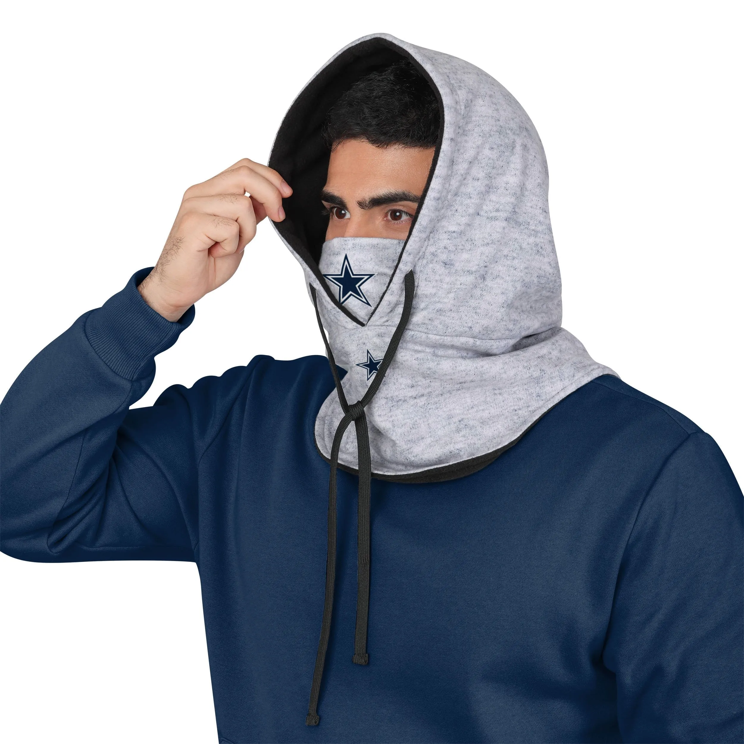 Dallas Cowboys NFL Heather Gray Drawstring Hooded Gaiter Scarf