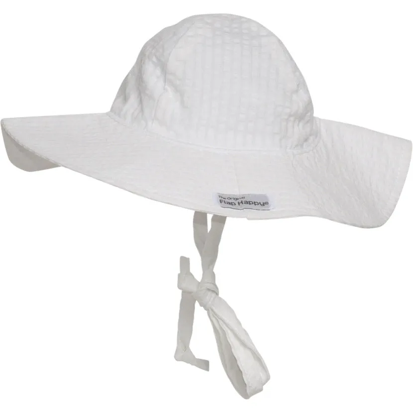 Flap Happy UPF 50  Wide Brim Sun Hat | Vanilla Stripe Seersucker
