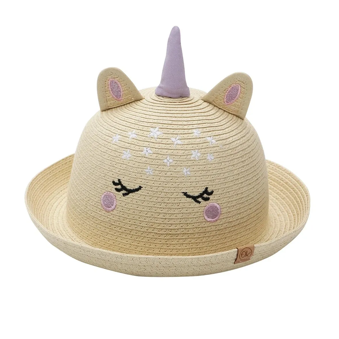 FlapJackKids Kids UPF50  Straw Sun Hat - Unicorn